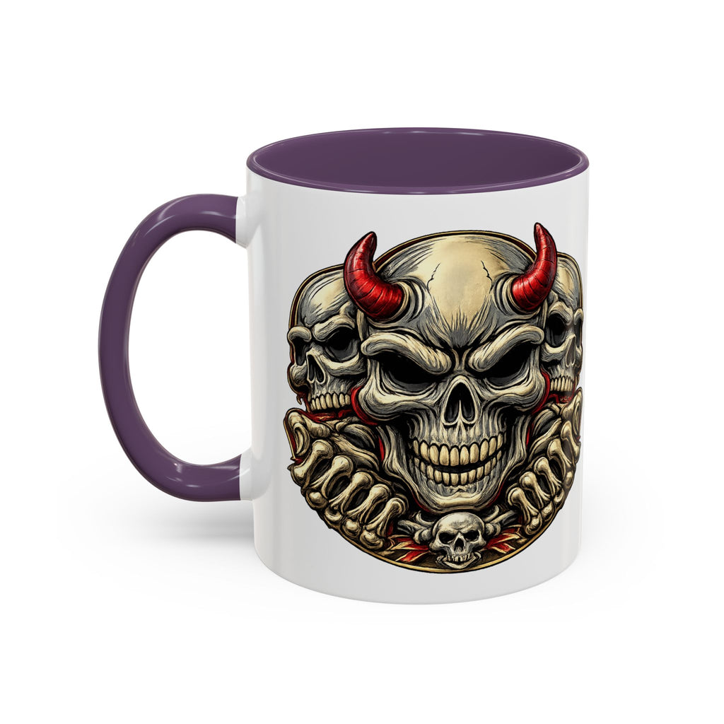 Devil Skull Accent Coffee Mug – Gothic Demon Skull Design (11/15 oz)
