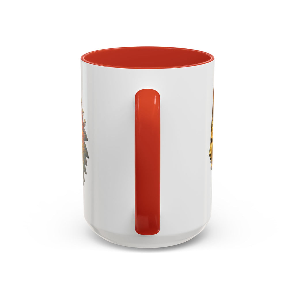 Golden Native Headdress Accent Coffee Mug – Vintage Indian Chief Design (11/15oz)
