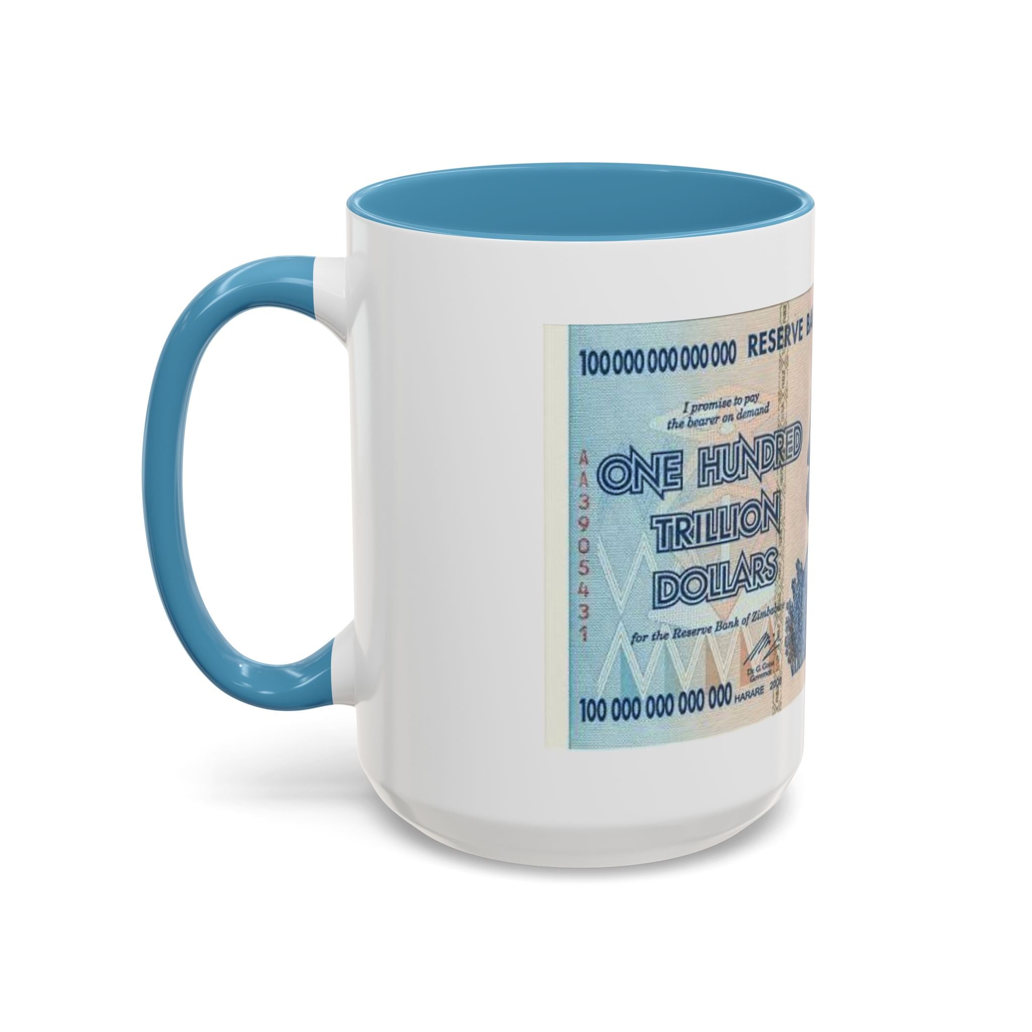 Zimbabwe Trillion Dollar Note Coffee Mug — Vintage Currency Accent Mug (11/15oz)