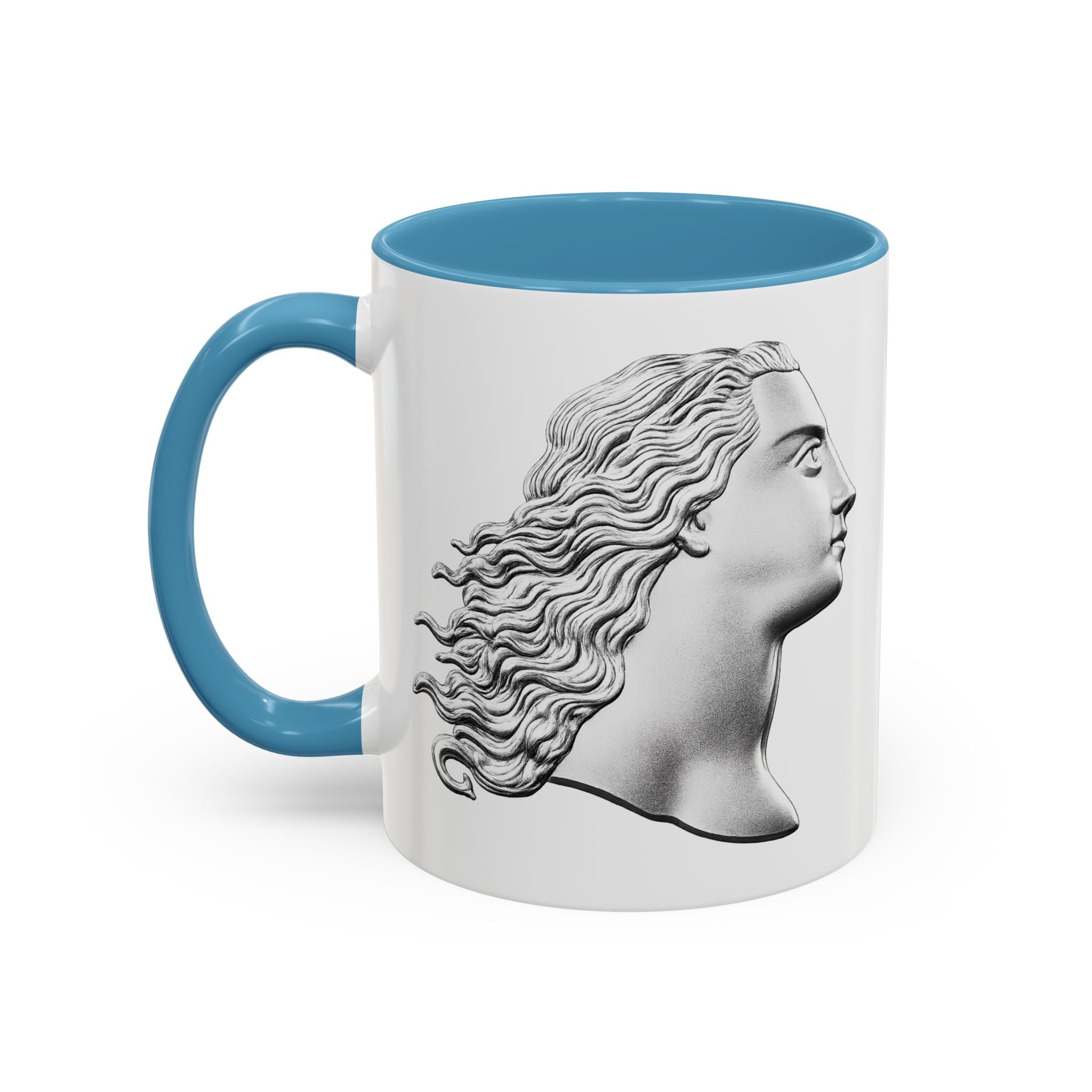 Classical Profile Accent Coffee Mug — Greek Goddess Bust Design (11/15oz)