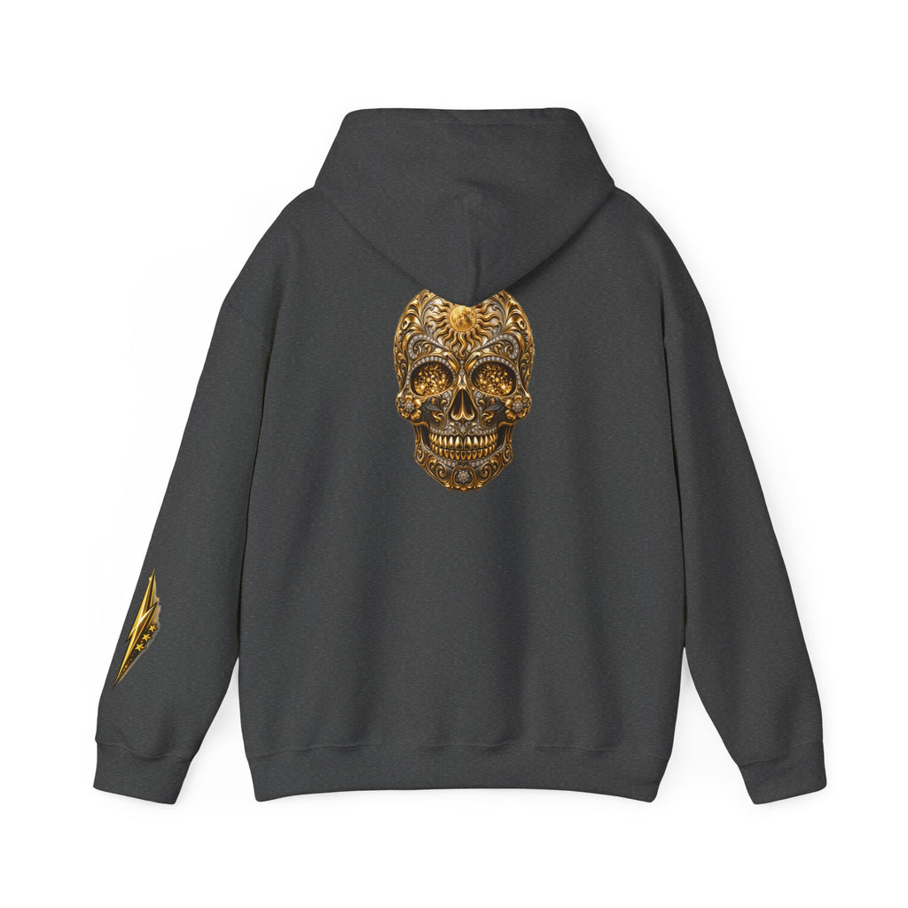 Gold Ornamental Skull Hoodie — Day of the Dead Sugar Skull Pullover