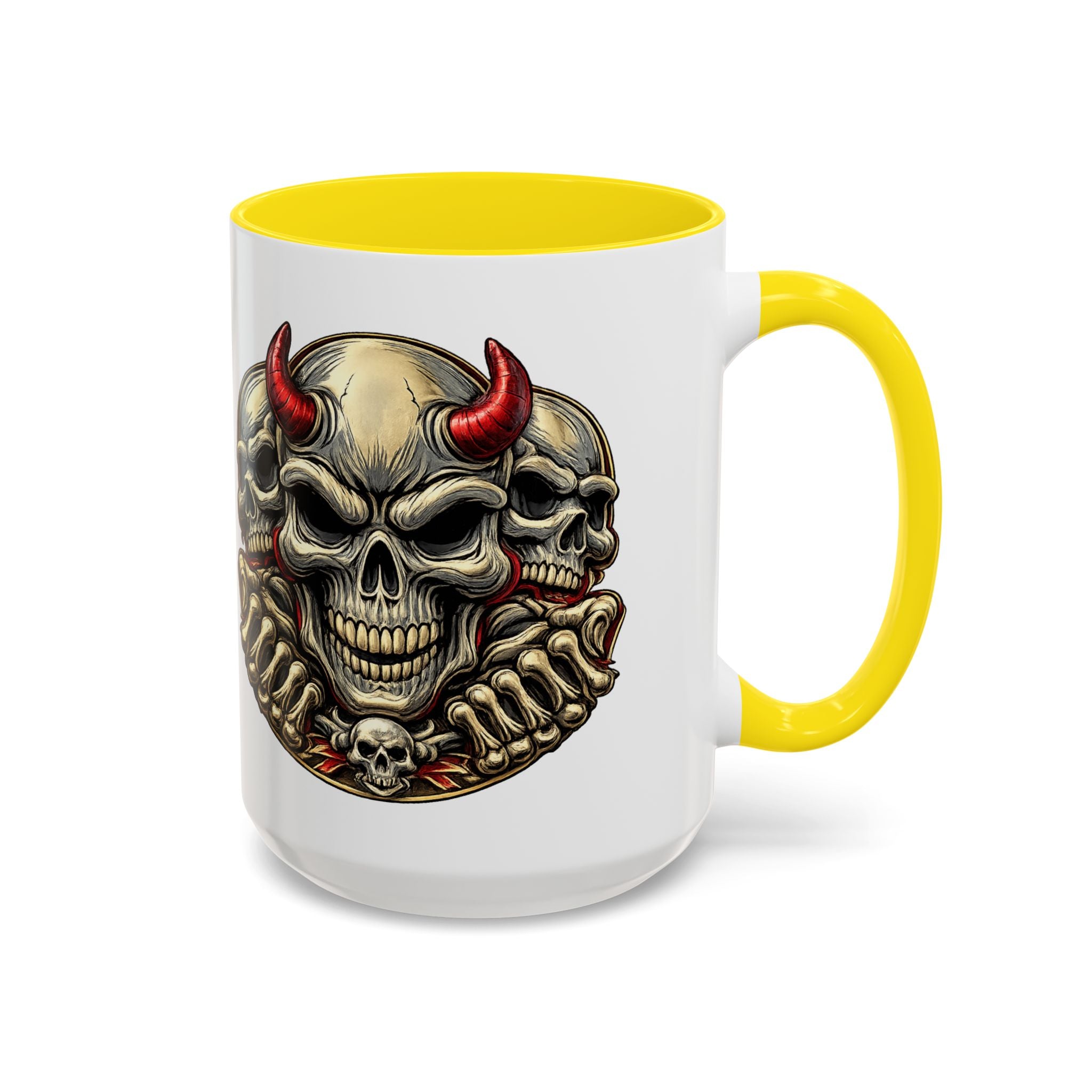 Devil Skull Accent Coffee Mug – Gothic Demon Skull Design (11/15 oz)