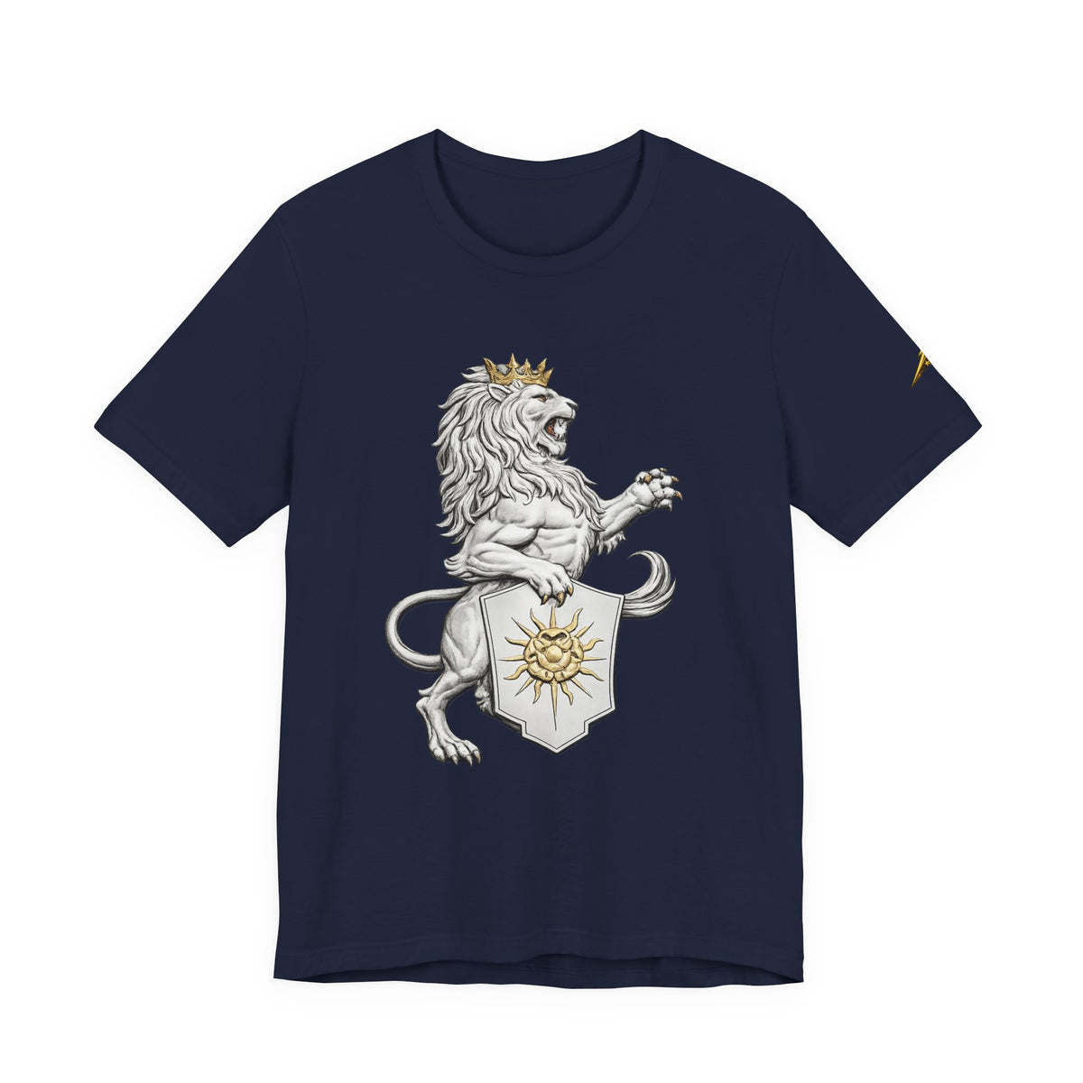 Lion Crest T-Shirt — Regal Sun Shield Graphic Tee