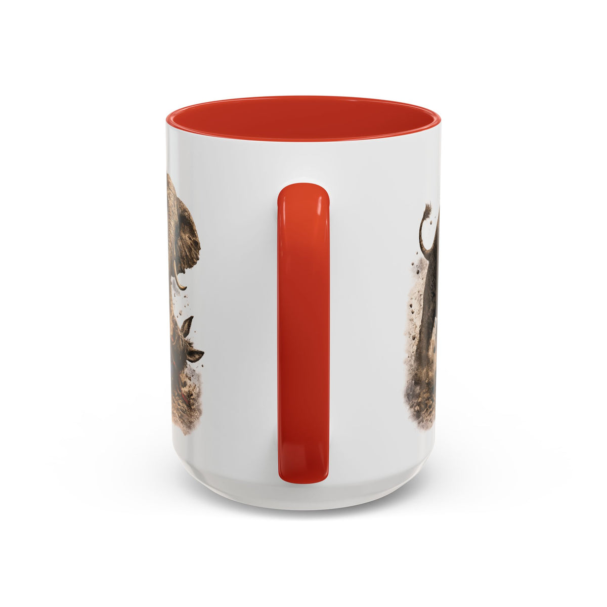 Elephant Charge Accent Coffee Mug — Dramatic Wildlife Illustration (11/15oz)