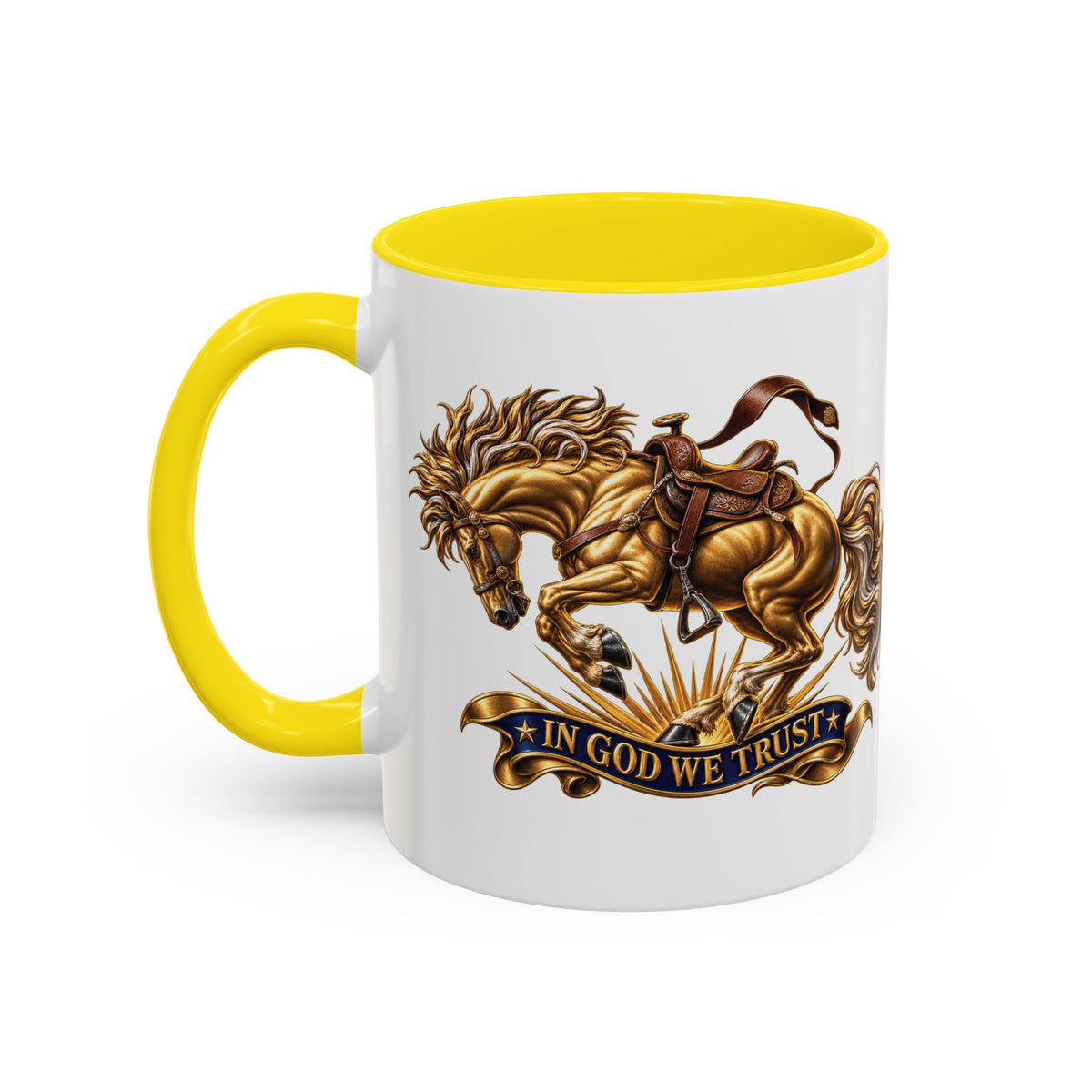 In God We Trust Golden Horse Accent Coffee Mug