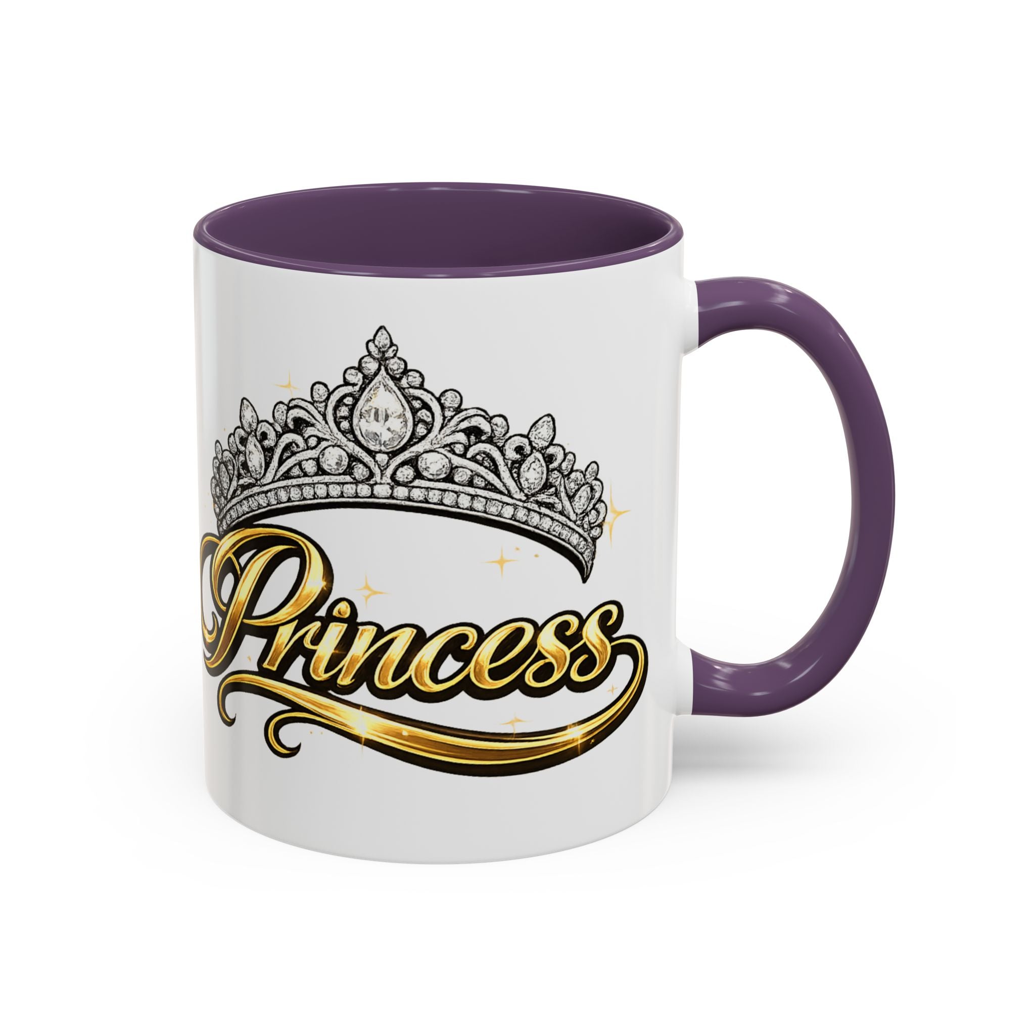 Princess Crown Accent Coffee Mug — Gold Script 11/15oz