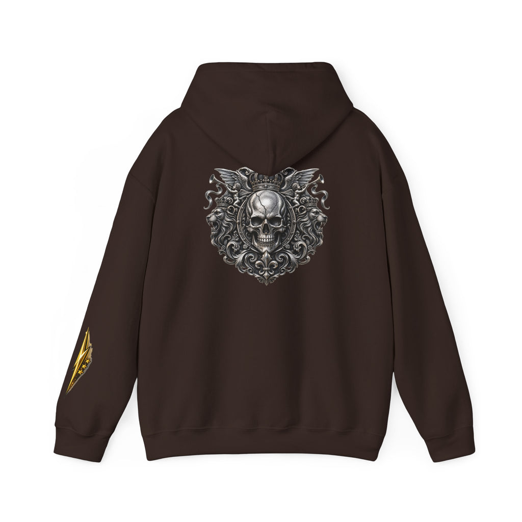Skull Crest Hoodie – Gothic Ornate Skull Back Graphic Sweatshirt