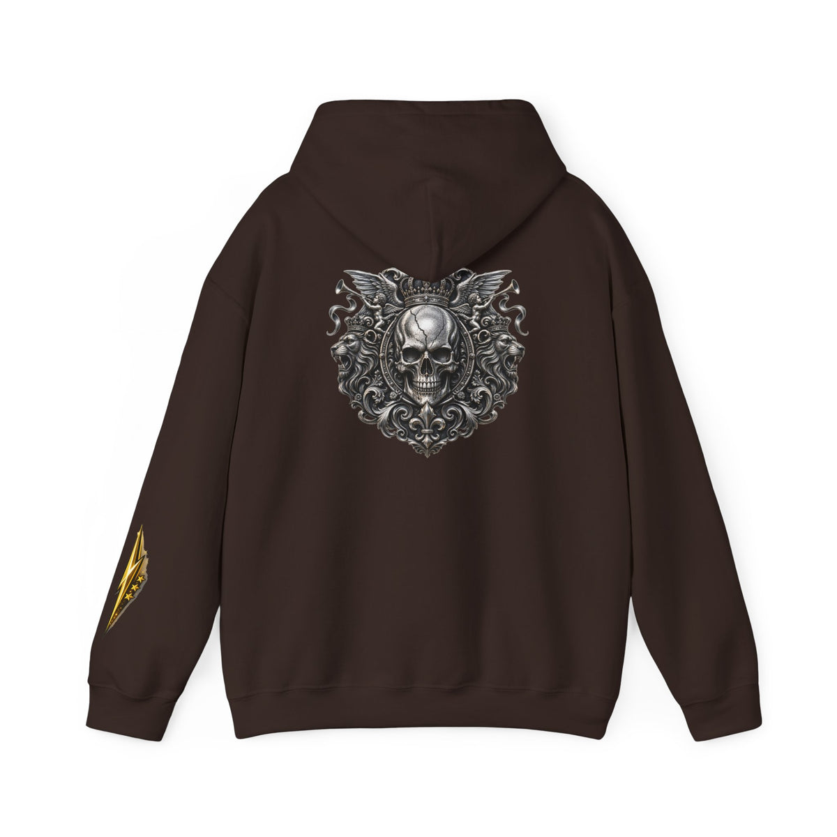 Skull Crest Hoodie – Gothic Ornate Skull Back Graphic Sweatshirt