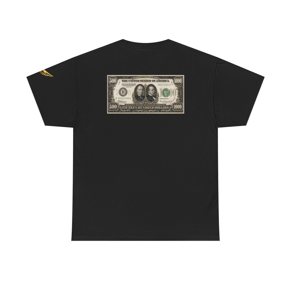 Money Graphic Tee — Vintage 1000/500 Bill Back Print Casual T‑Shirt