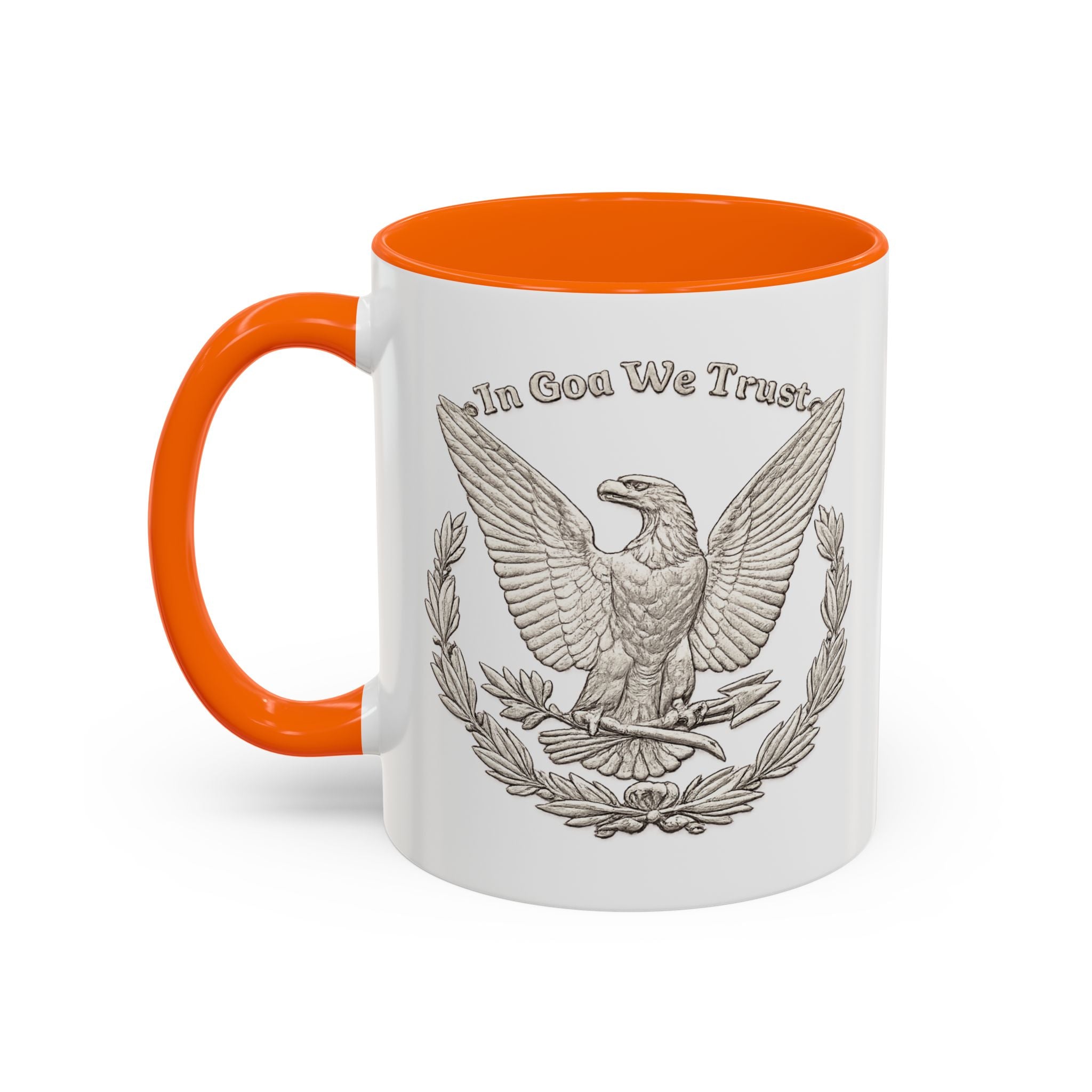 Eagle Emblem Coffee Mug — "In God We Trust" Accent Ceramic Mug (11/15oz)