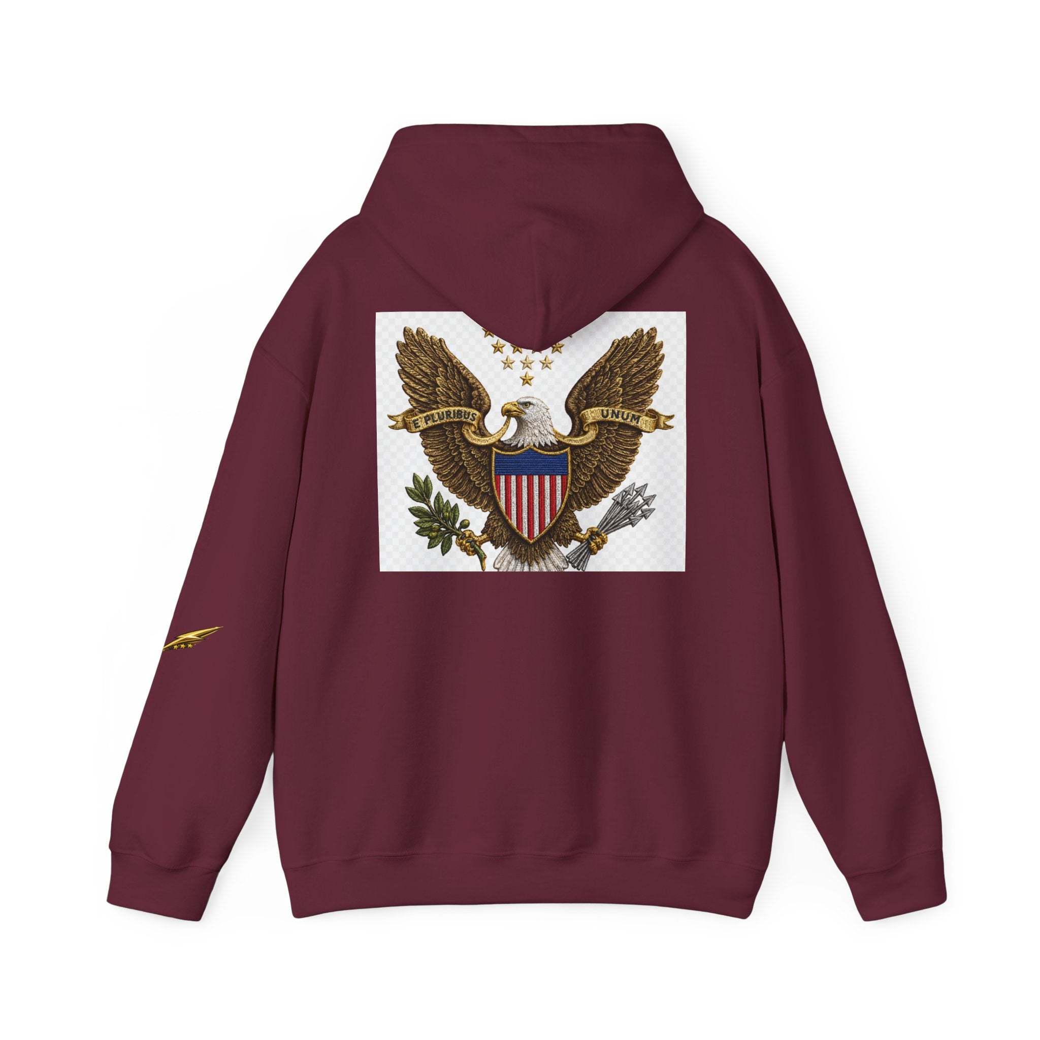Eagle Emblem Hoodie — Vintage American Shield Graphic Hooded Sweatshirt