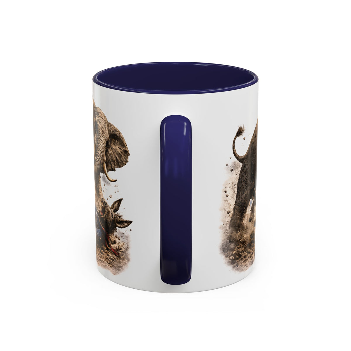 Elephant Charge Accent Coffee Mug — Dramatic Wildlife Illustration (11/15oz)