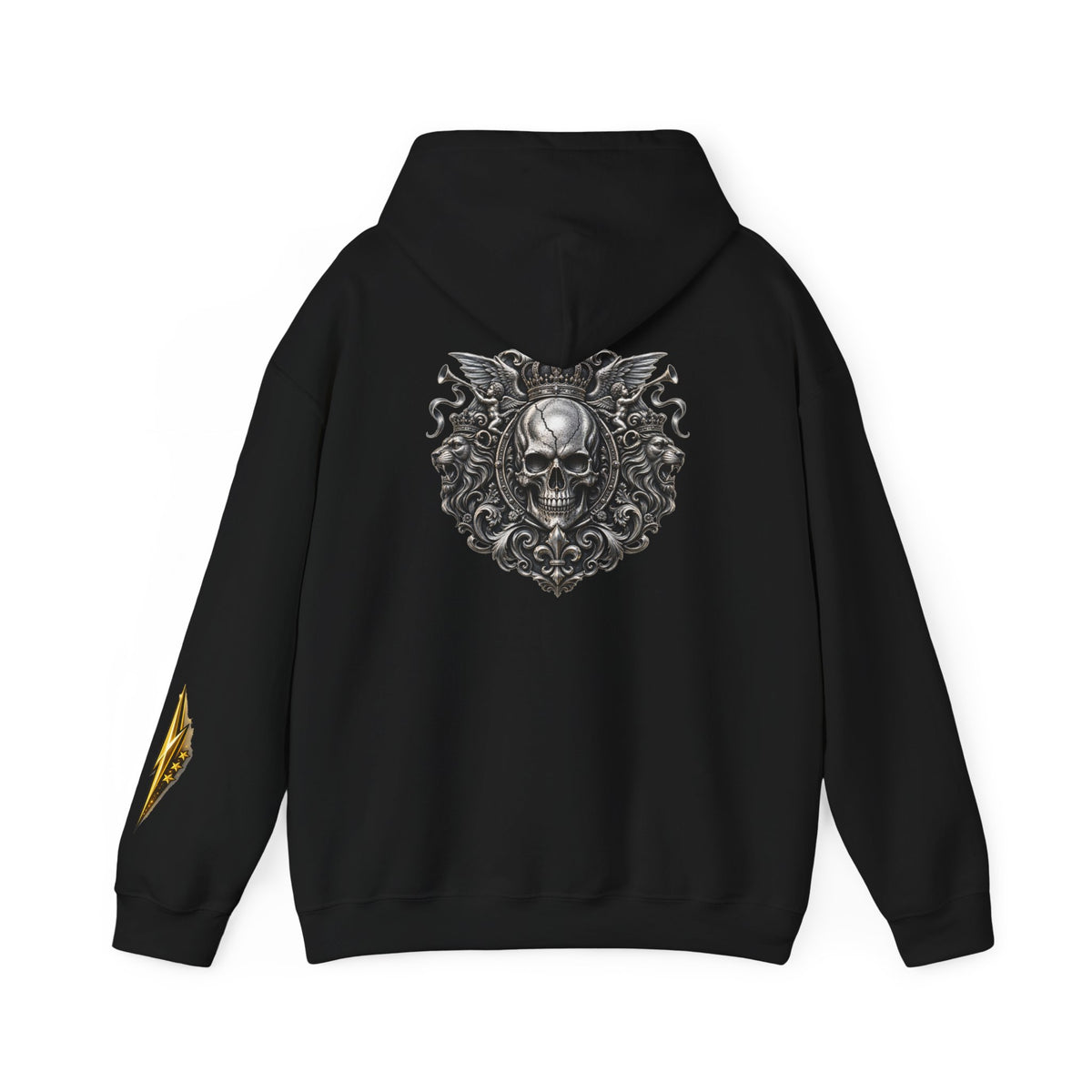 Skull Crest Hoodie – Gothic Ornate Skull Back Graphic Sweatshirt