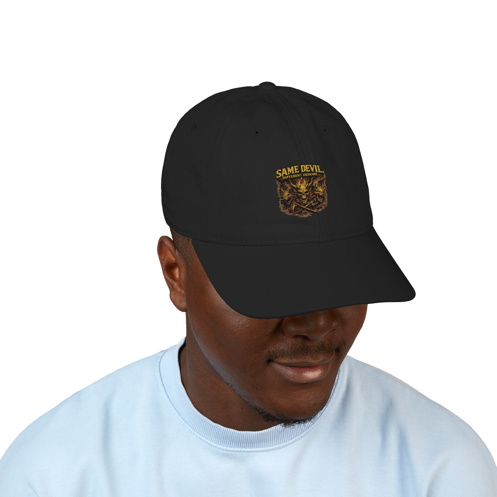 Embroidered Shield Baseball Cap – Organic Cotton, Vintage Crest Design