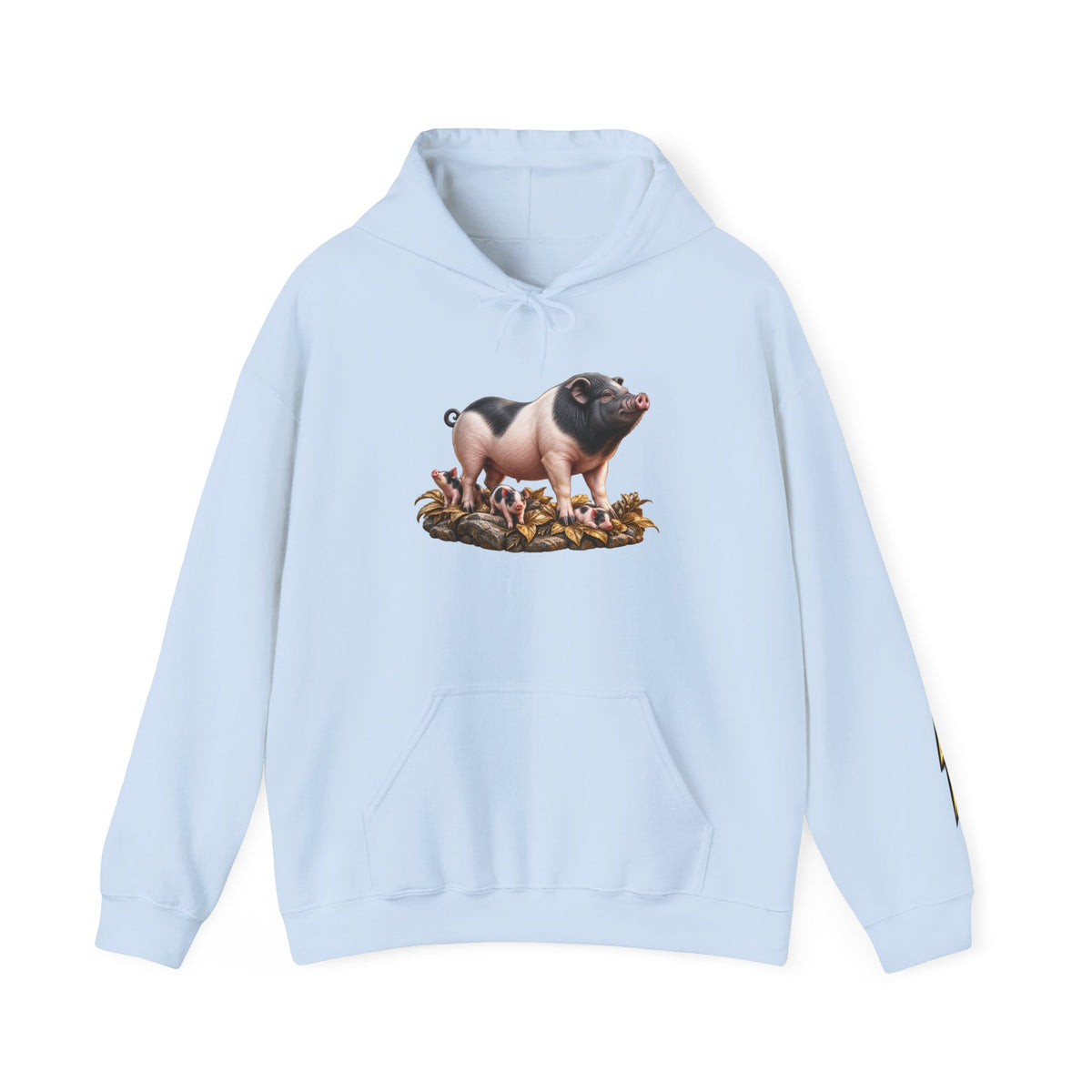 Pig Illustration Hoodie – Farmyard Black & Pink Pig Graphic Pullover