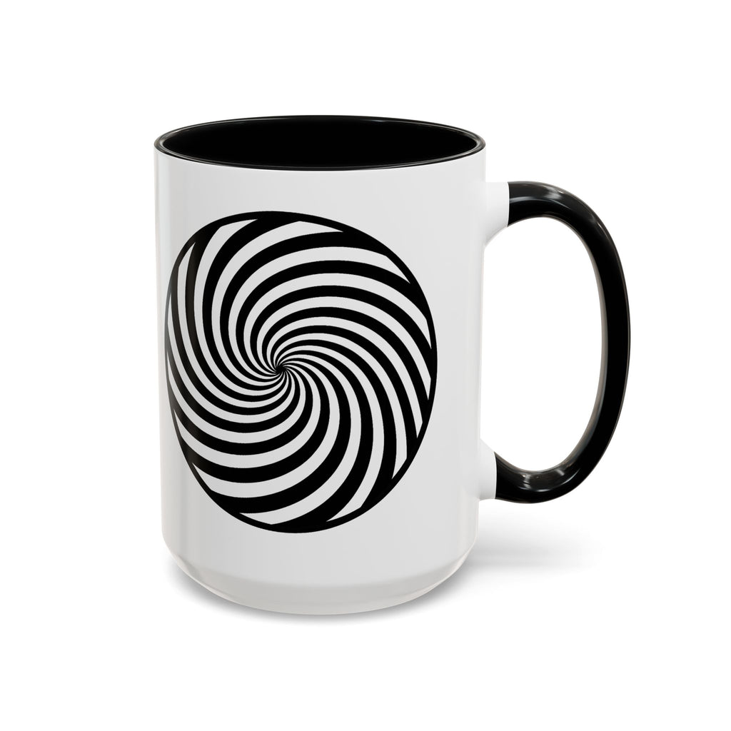Hypnotic Swirl Accent Mug — Black & White Spiral Coffee Cup (11/15oz)