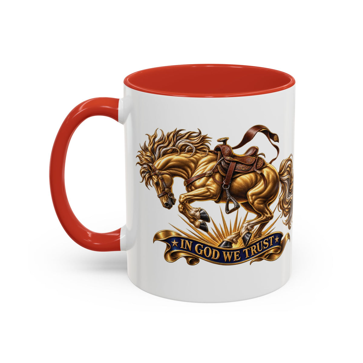 In God We Trust Golden Horse Accent Coffee Mug