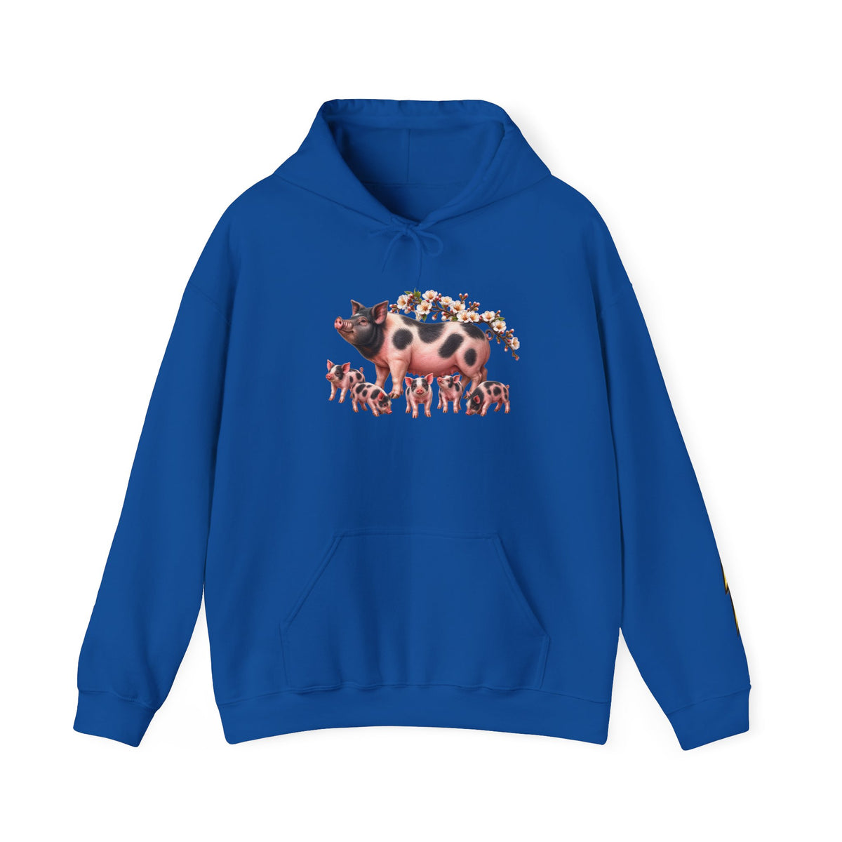 Pig Family Hoodie — Whimsical Mother Pig & Piglets Graphic Sweatshirt