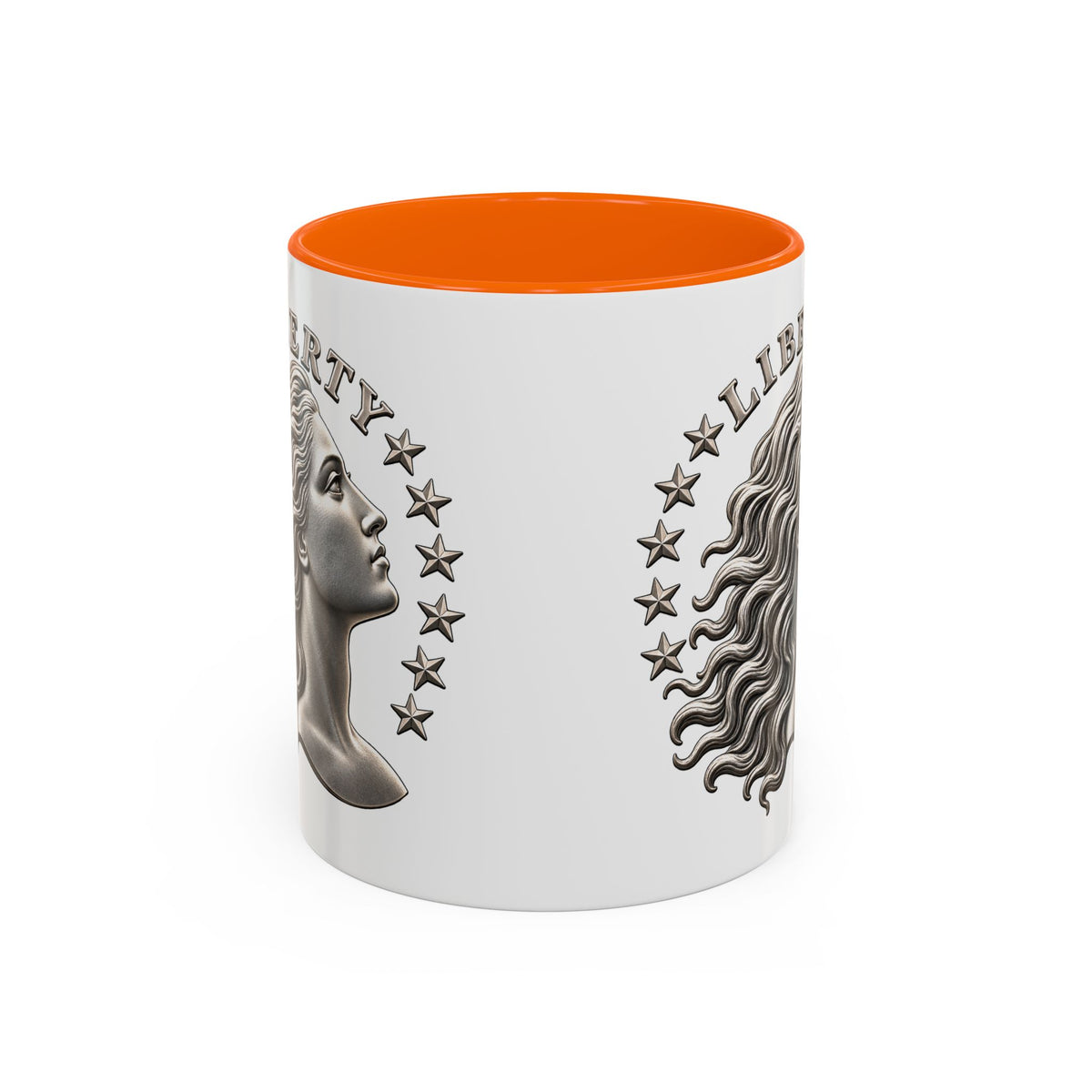 Liberty Coin Accent Coffee Mug — Vintage Lady Head Design (11/15 oz)