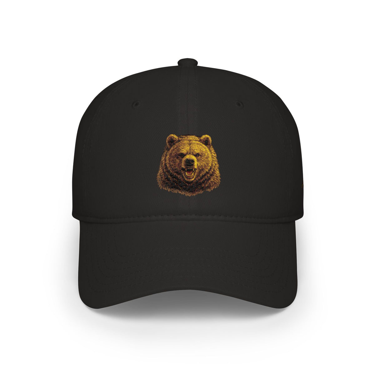 Bear Head Embroidered Baseball Cap — Low Profile Hat for Outdoors & Casual Wear