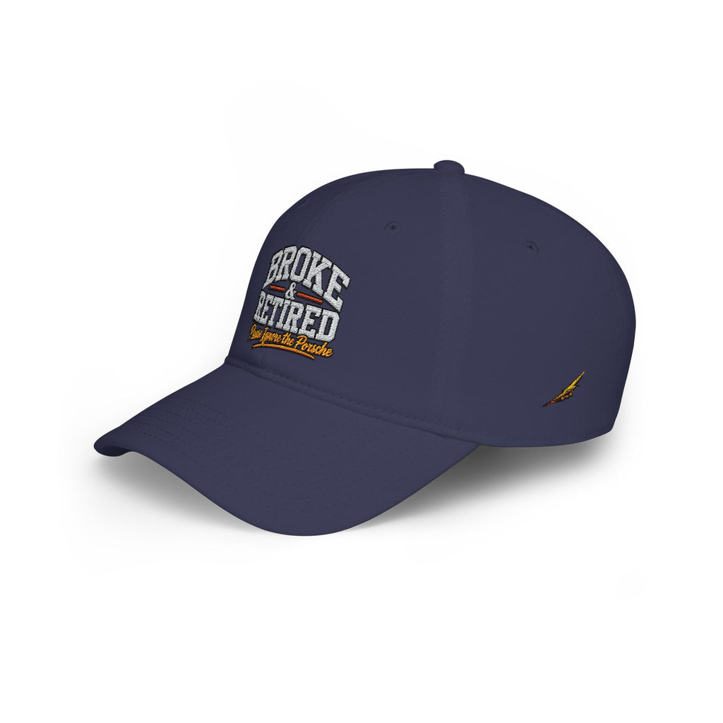 Broke & Retired Low Profile Baseball Cap – Funny Retirement Hat with American Flag Accent