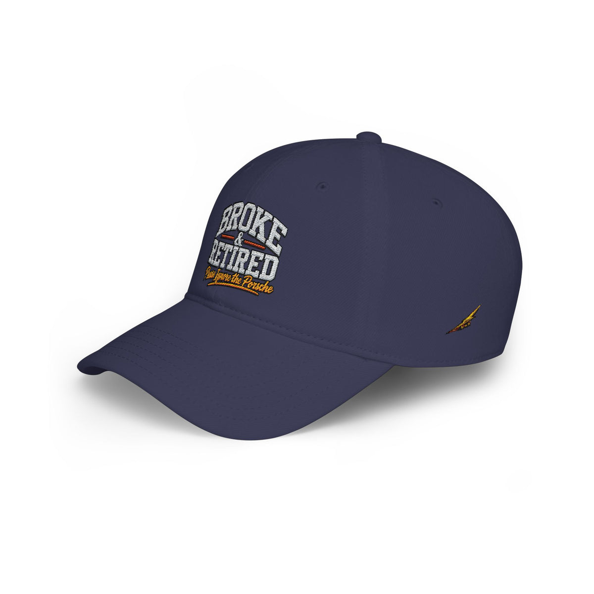 Broke & Retired Low Profile Baseball Cap – Funny Retirement Hat with American Flag Accent
