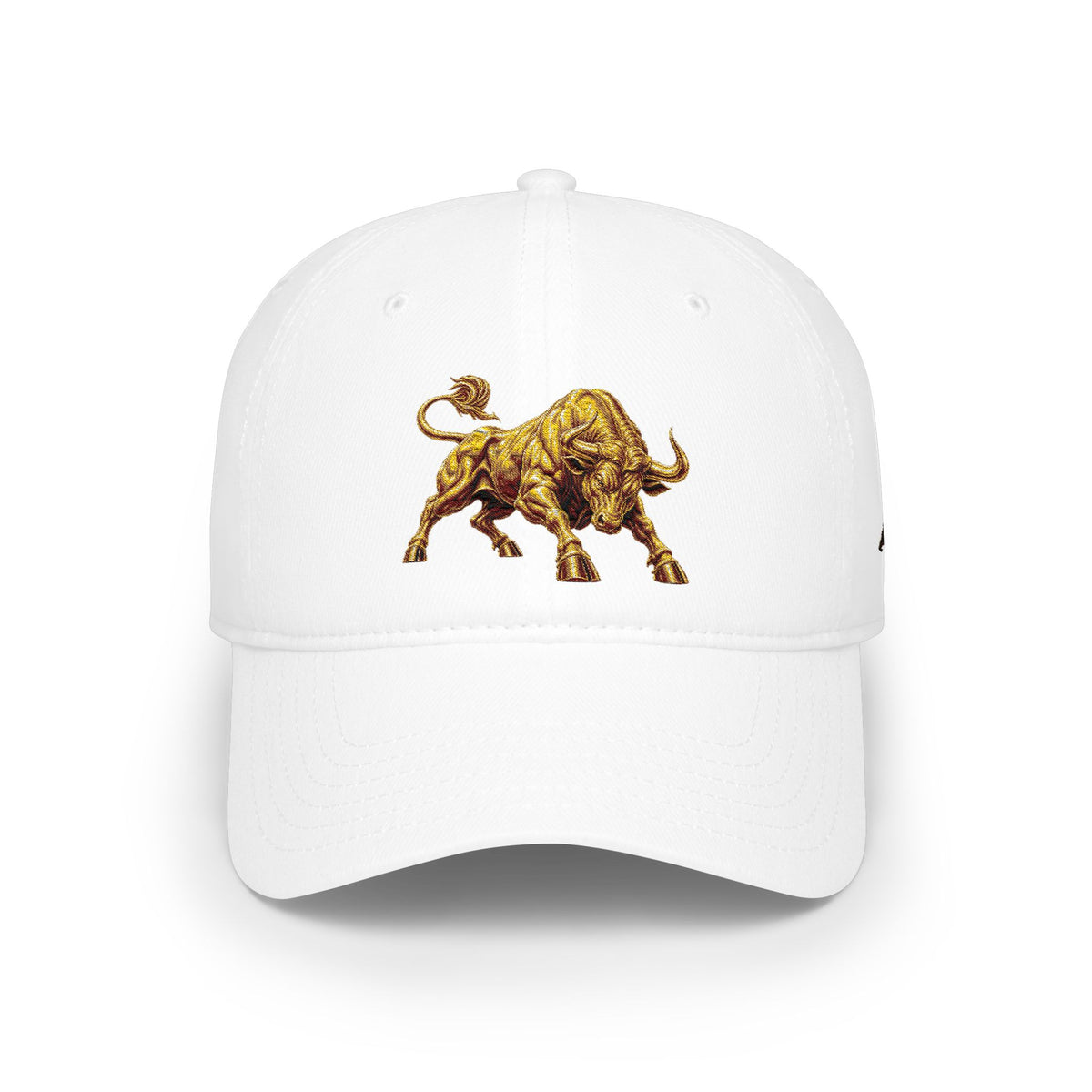 Gold Bull Embroidered Baseball Cap — Red Low Profile Hat for Stock Traders & Bold Streetwear