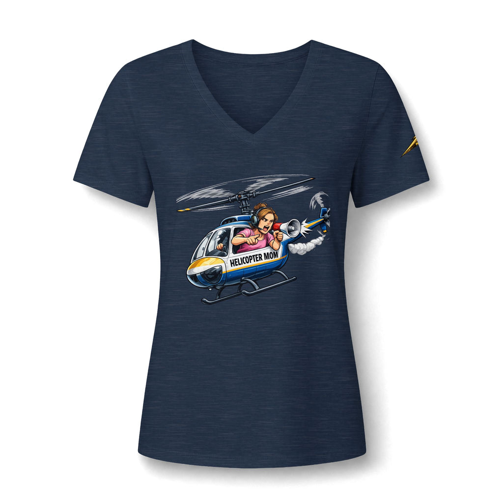 Women's V-Neck Tee — 'Helicopter Mom' Graphic Shirt