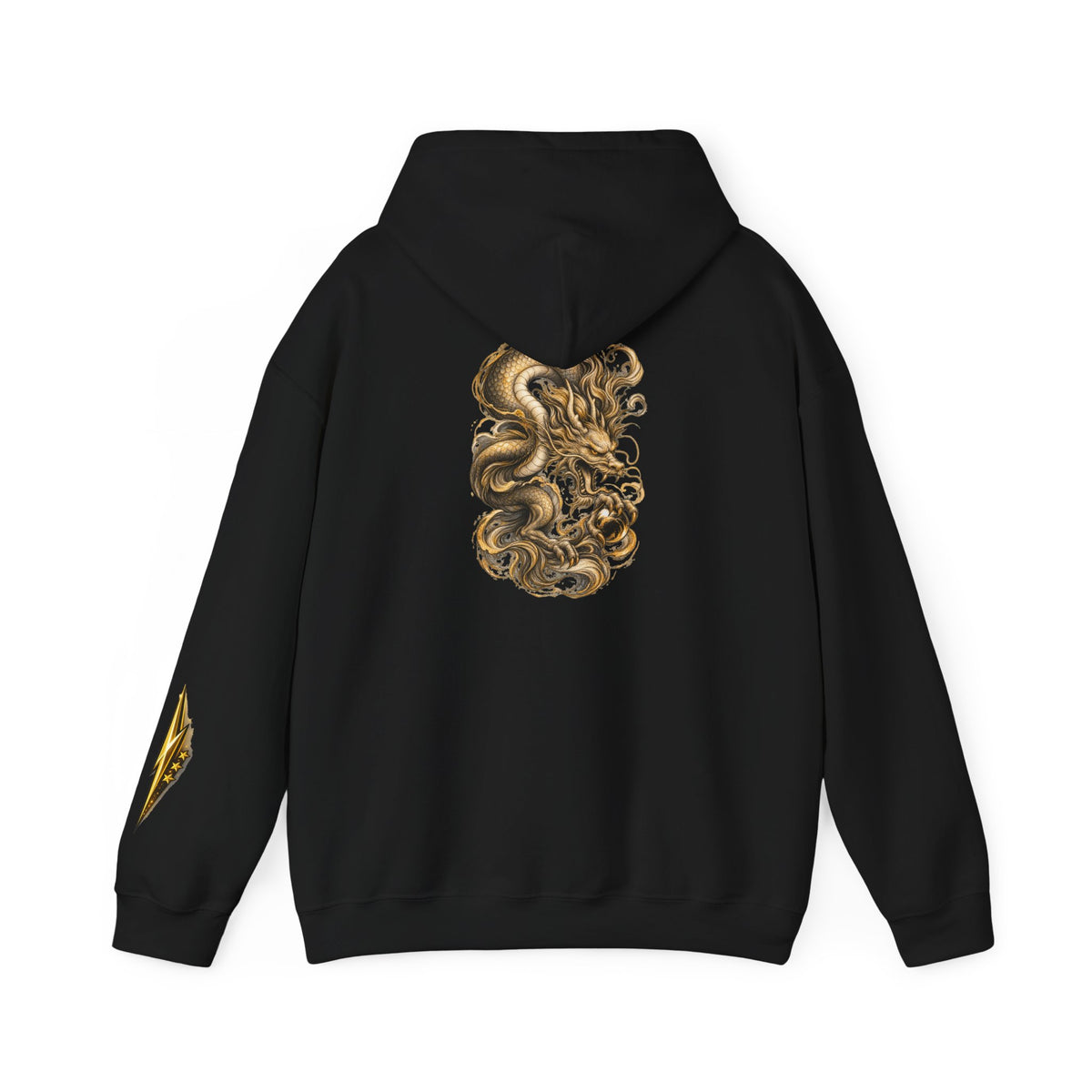 Hoodie — Golden Baroque Dragon Curl Graphic Back & Sleeve Hoodie