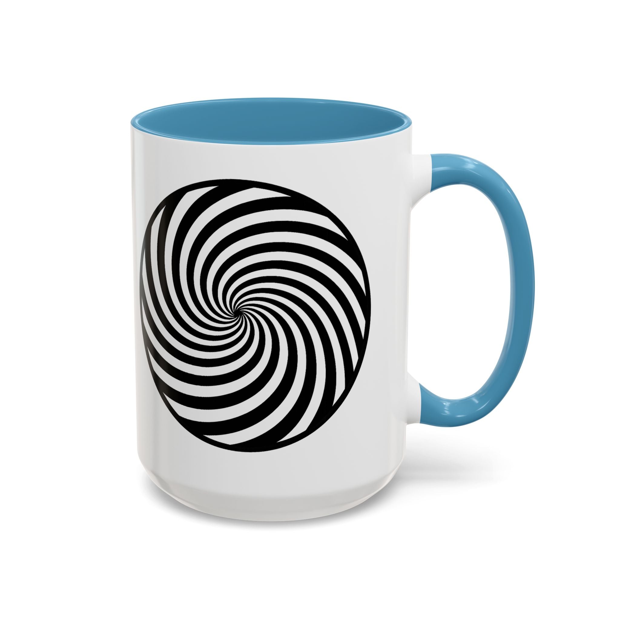 Hypnotic Swirl Accent Mug — Black & White Spiral Coffee Cup (11/15oz)