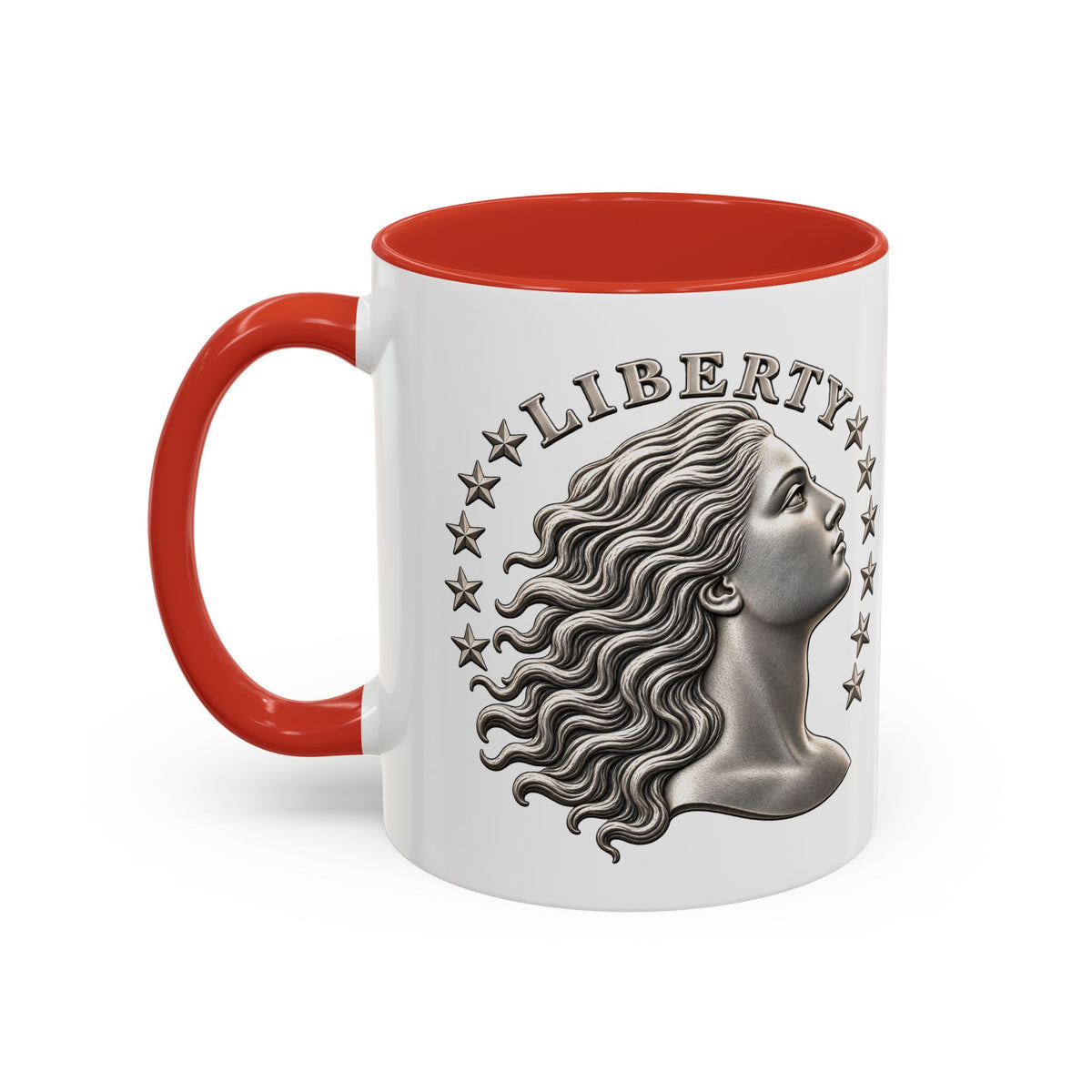 Liberty Coin Accent Coffee Mug — Vintage Lady Head Design (11/15 oz)