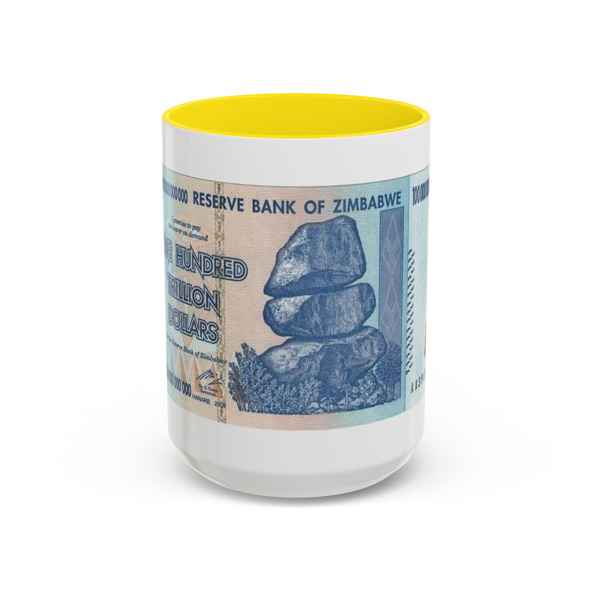 Zimbabwe Trillion Dollar Note Coffee Mug — Vintage Currency Accent Mug (11/15oz)