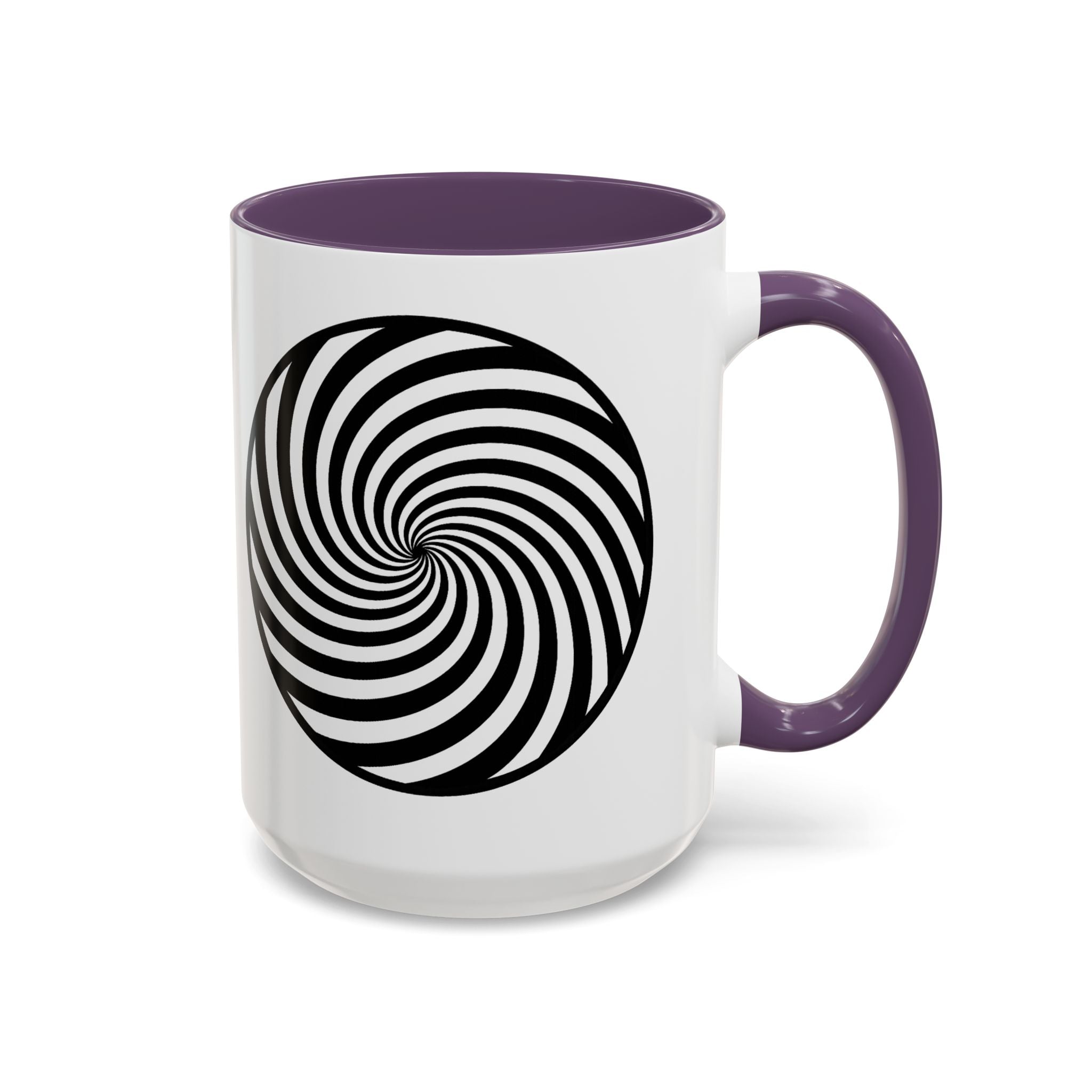 Hypnotic Swirl Accent Mug — Black & White Spiral Coffee Cup (11/15oz)