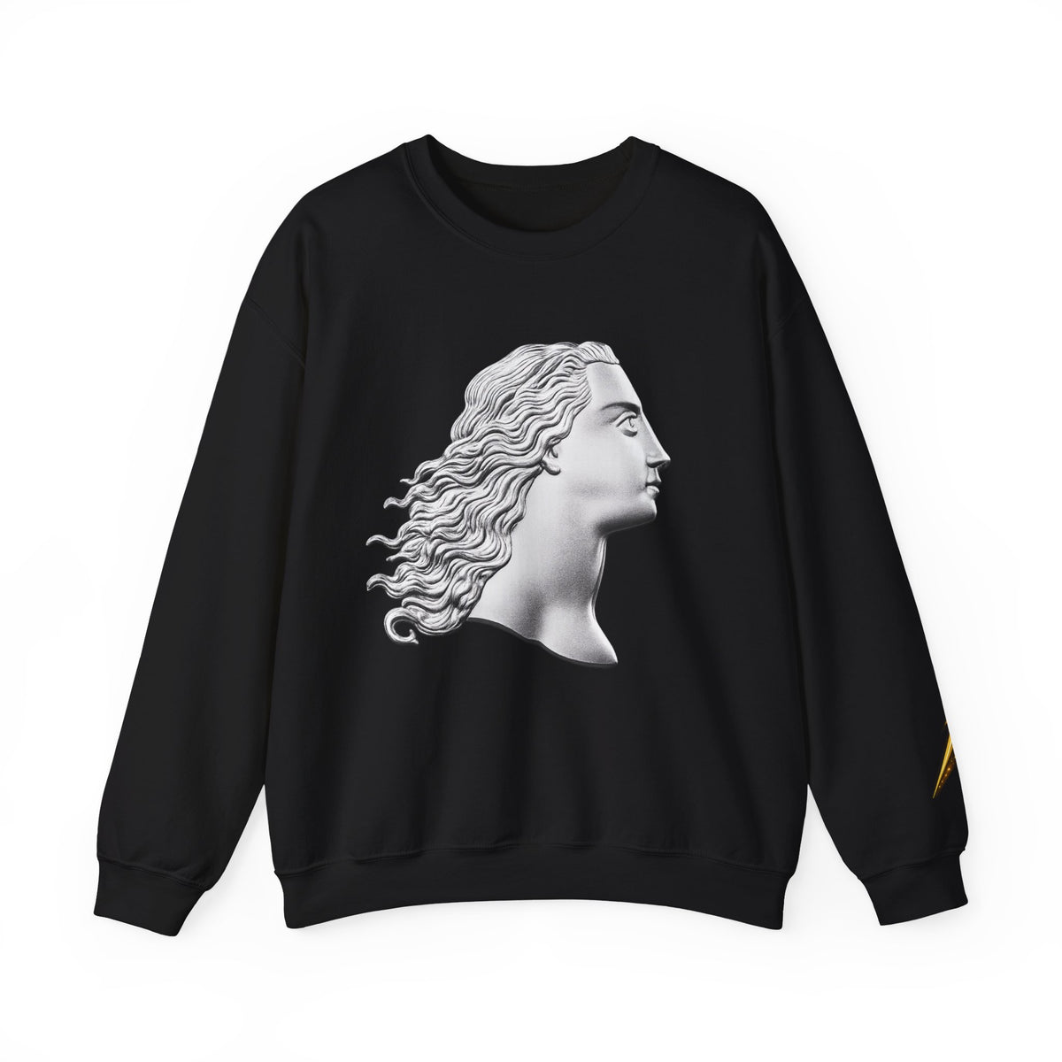 Classical Statue Profile Crewneck Sweatshirt — Sculpted Grecian Head Graphic