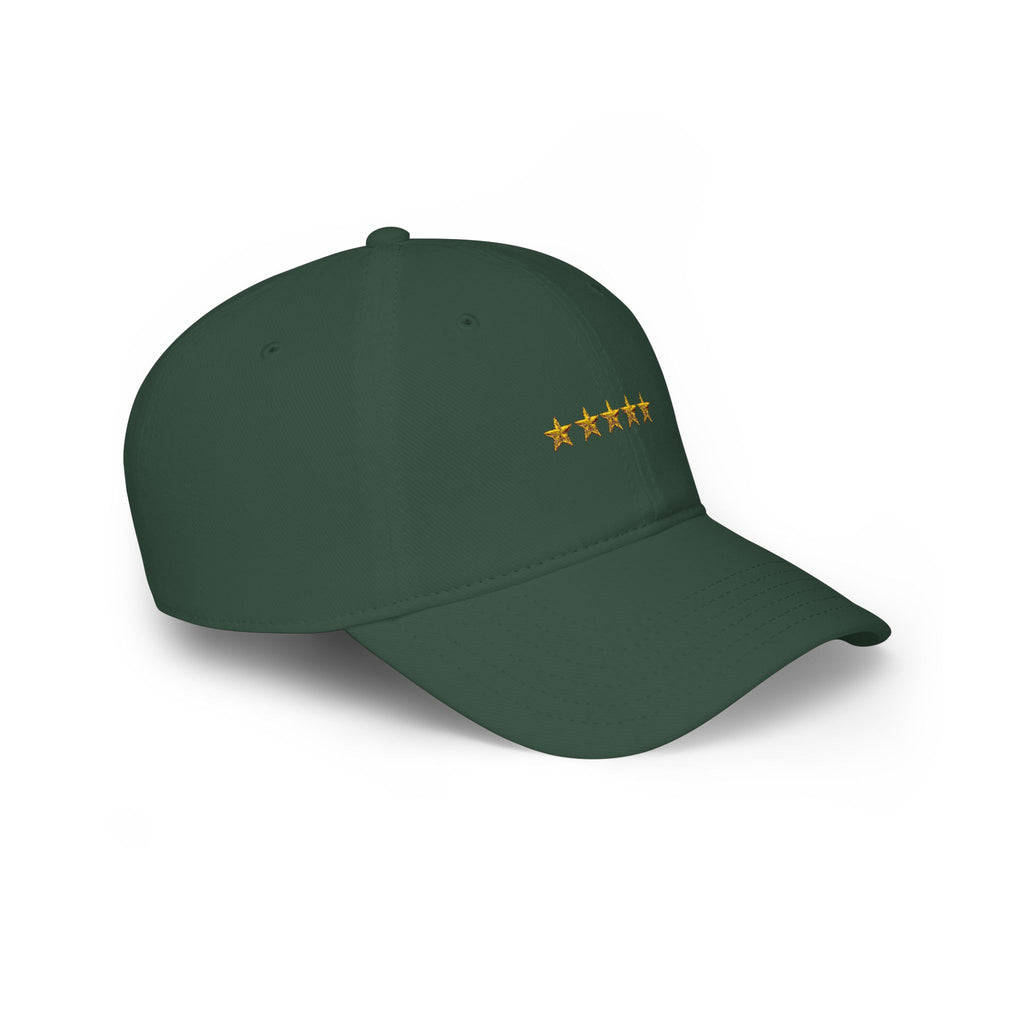 Red Low Profile Cap with Five Gold Stars Embroidery — Patriotic 5-Star Baseball Hat