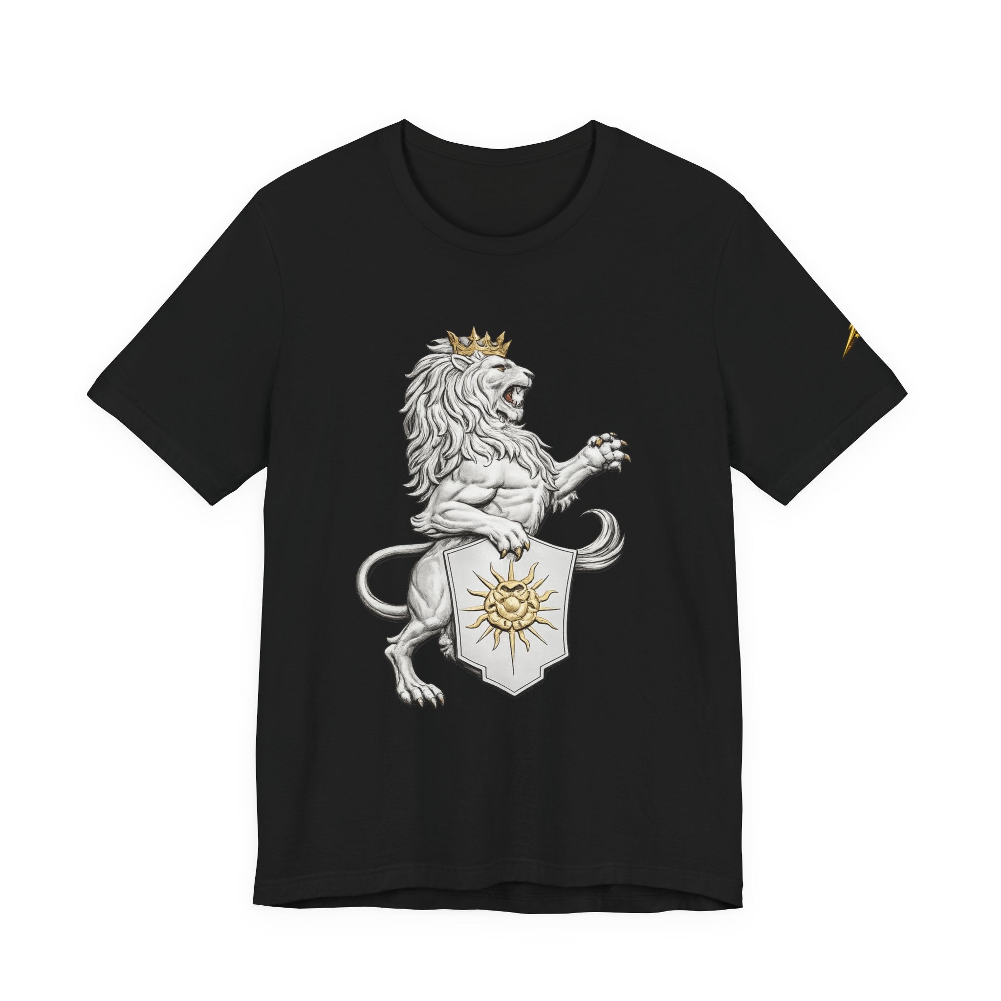 Lion Crest T-Shirt — Regal Sun Shield Graphic Tee