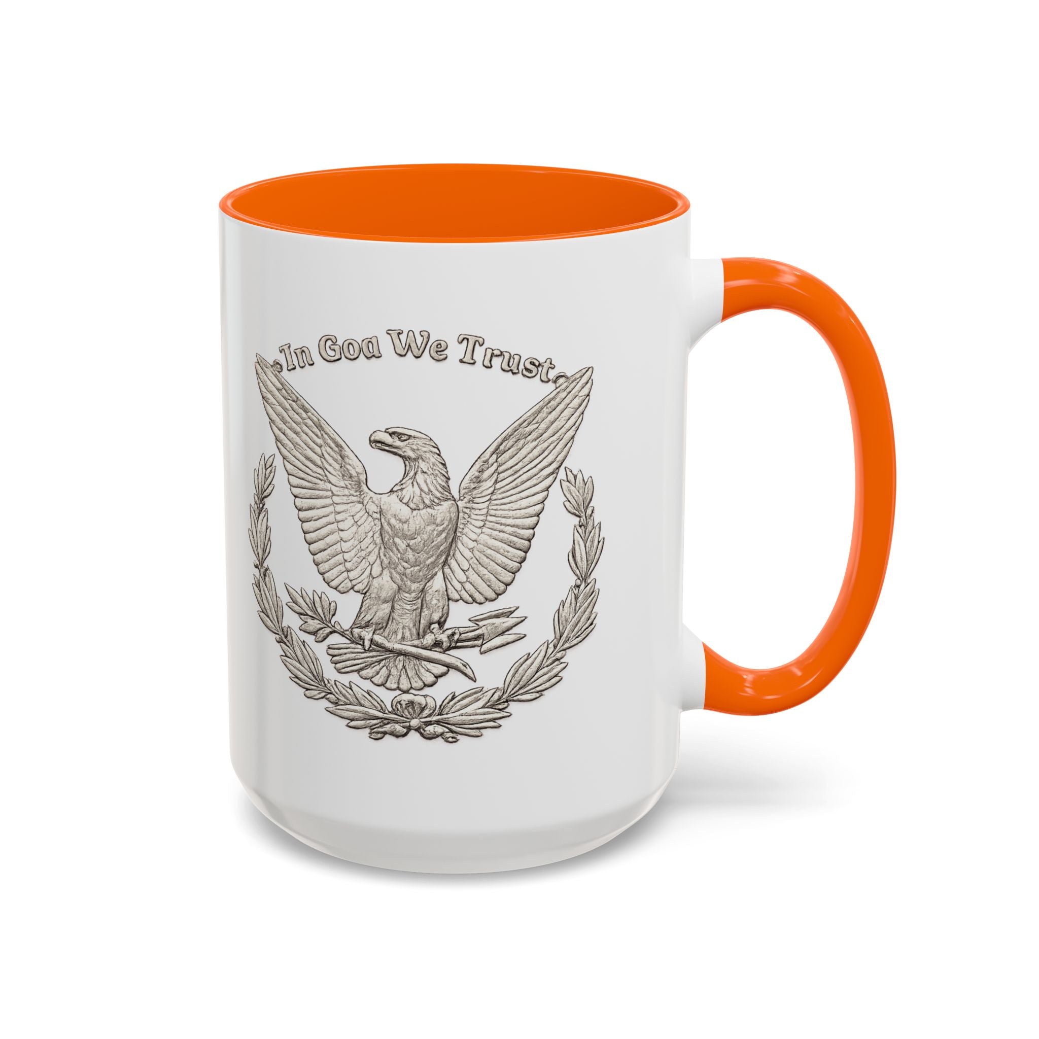 Eagle Emblem Coffee Mug — "In God We Trust" Accent Ceramic Mug (11/15oz)