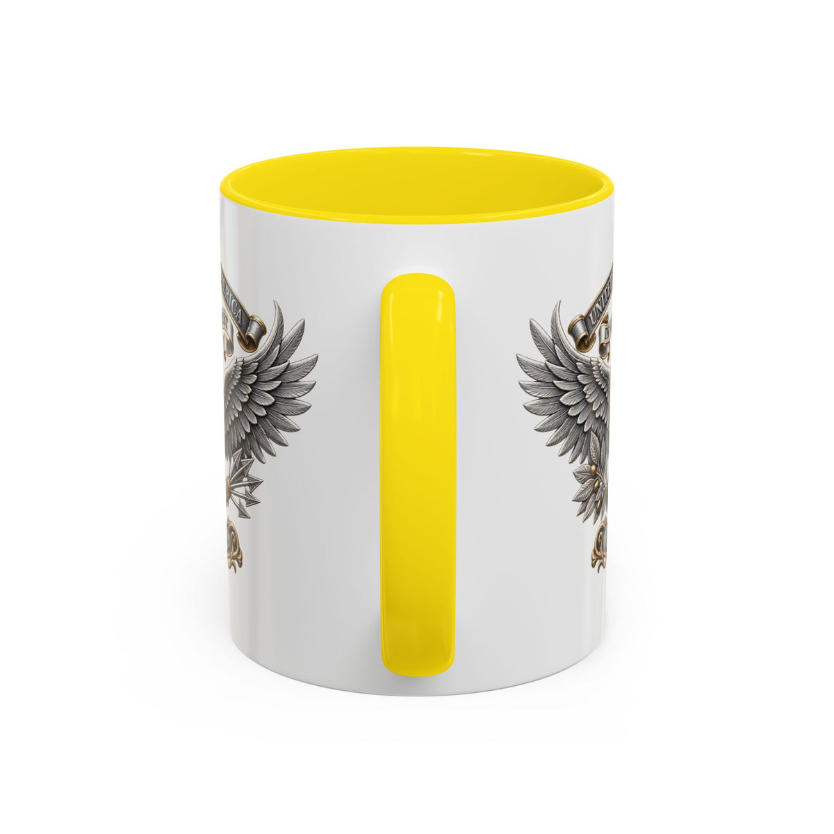 Eagle Shield Accent Coffee Mug — Patriotic "In God We Trust" Design