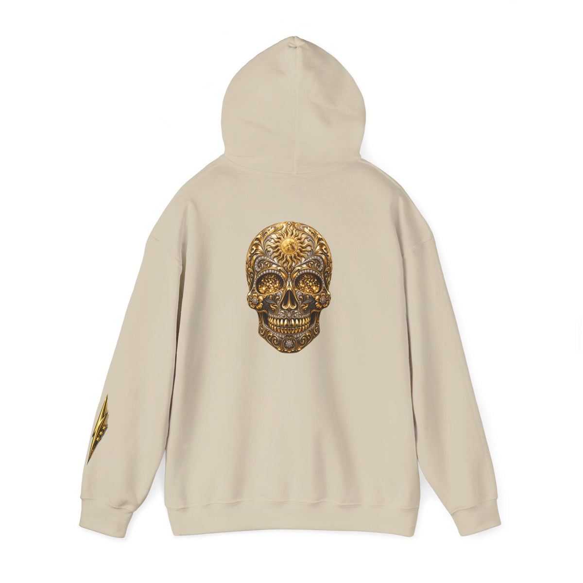 Gold Ornamental Skull Hoodie — Day of the Dead Sugar Skull Pullover