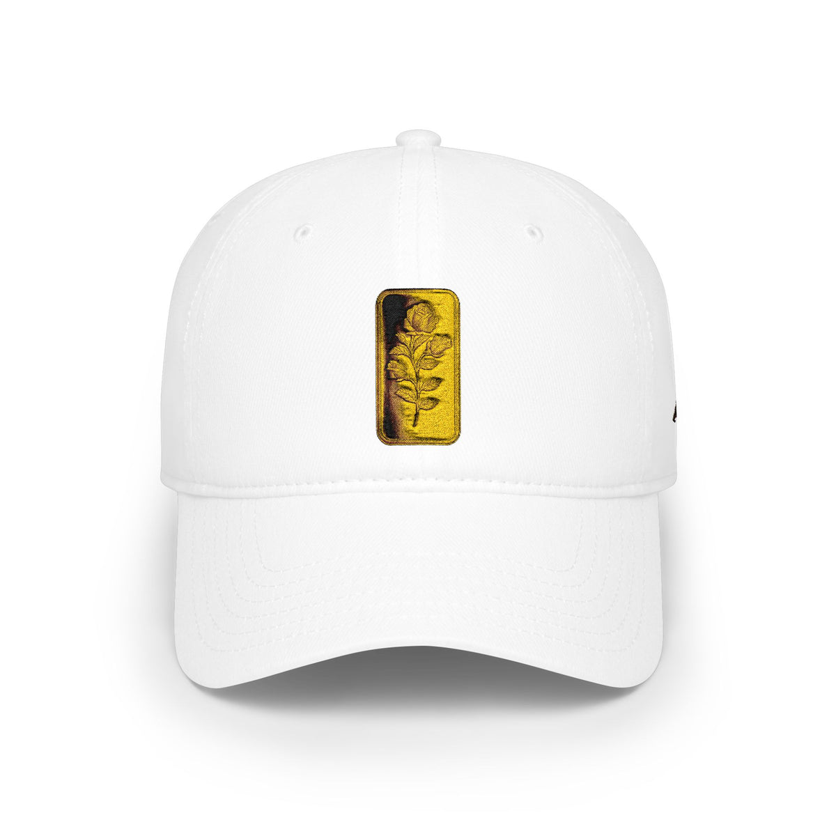 Low Profile Cap with Gold Embroidered Rosa Patch