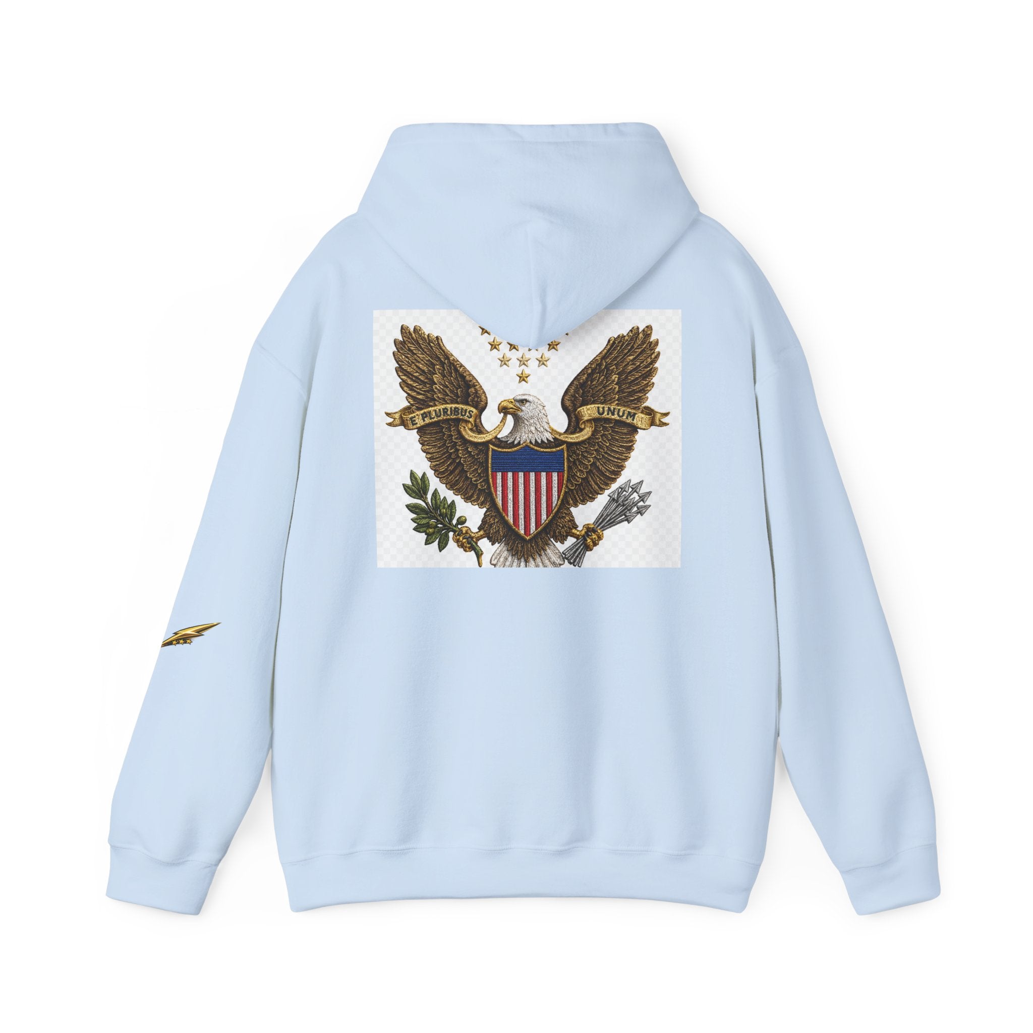 Eagle Emblem Hoodie — Vintage American Shield Graphic Hooded Sweatshirt