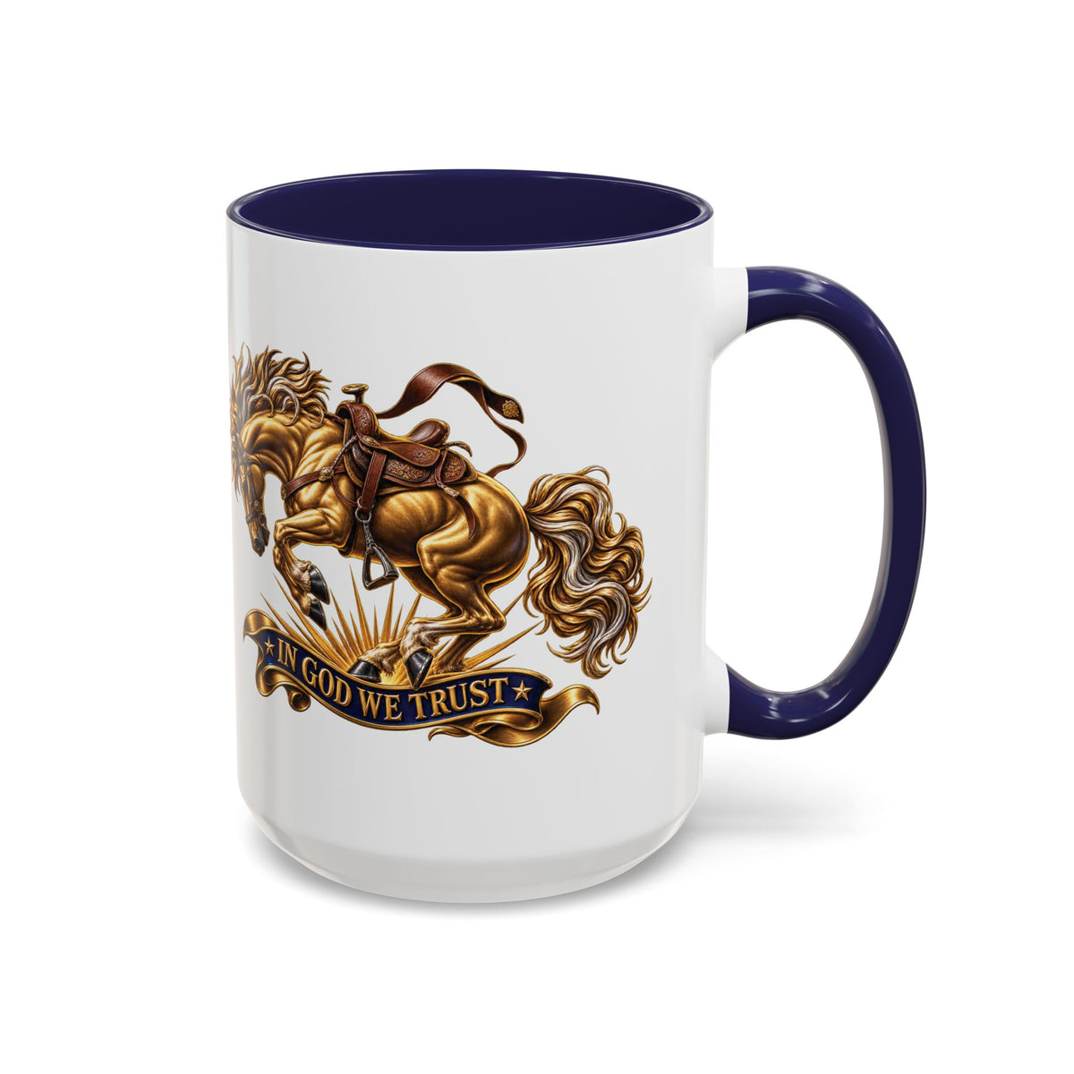 In God We Trust Golden Horse Accent Coffee Mug