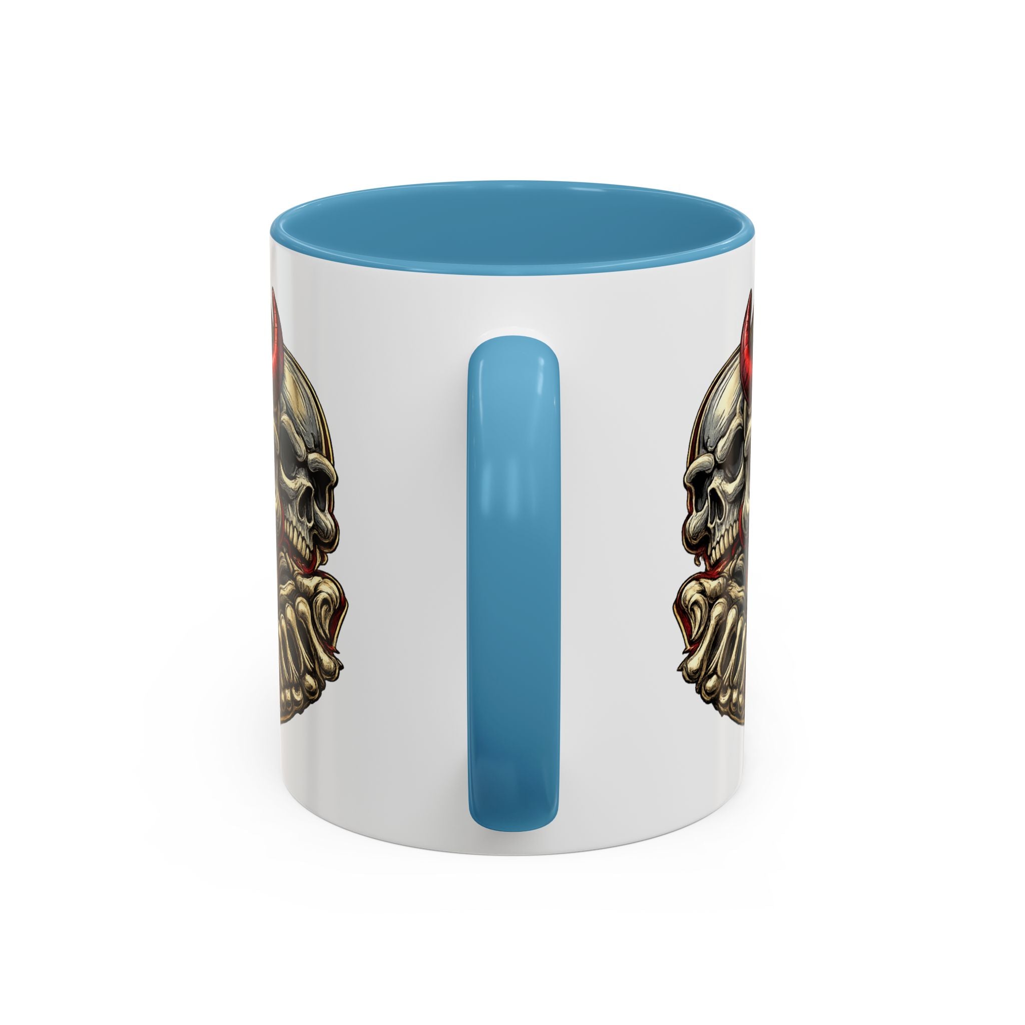 Devil Skull Accent Coffee Mug – Gothic Demon Skull Design (11/15 oz)