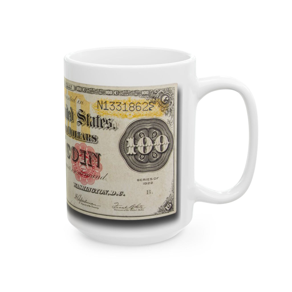 Gold Coin Vintage 1922 Gold Certificate Ceramic Mug — Retro Banknote Coffee Cup (11oz/15oz)