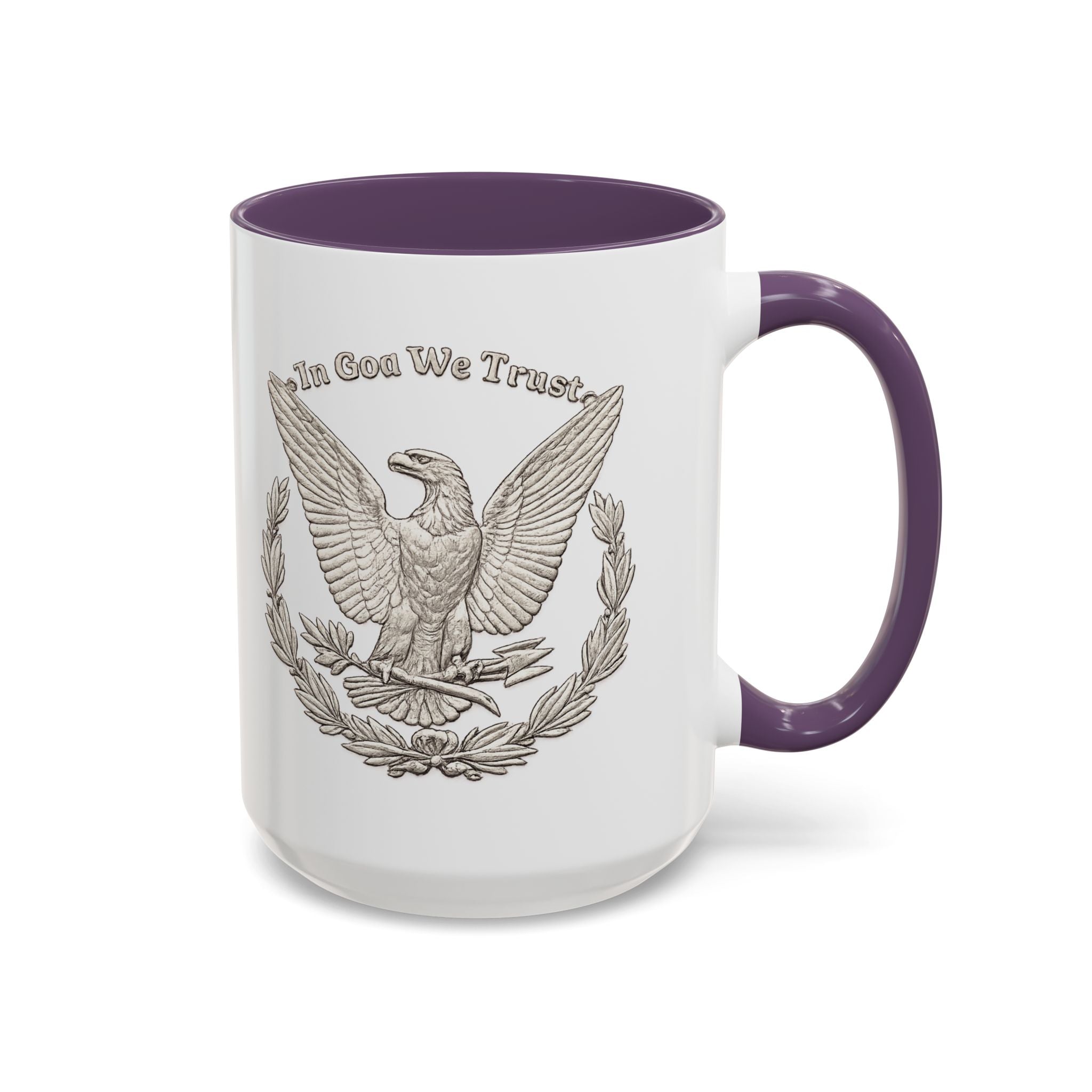 Eagle Emblem Coffee Mug — "In God We Trust" Accent Ceramic Mug (11/15oz)