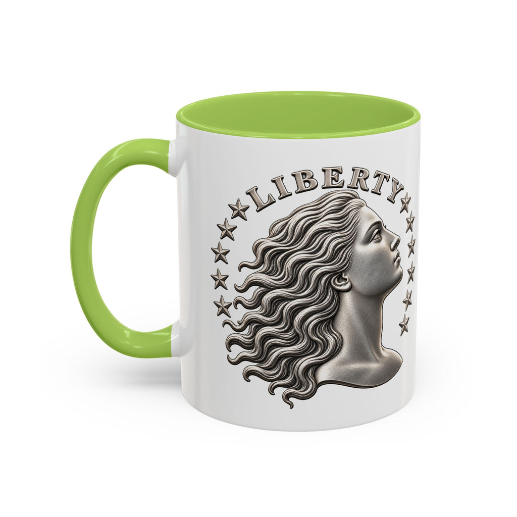 Liberty Coin Accent Coffee Mug — Vintage Lady Head Design (11/15 oz)