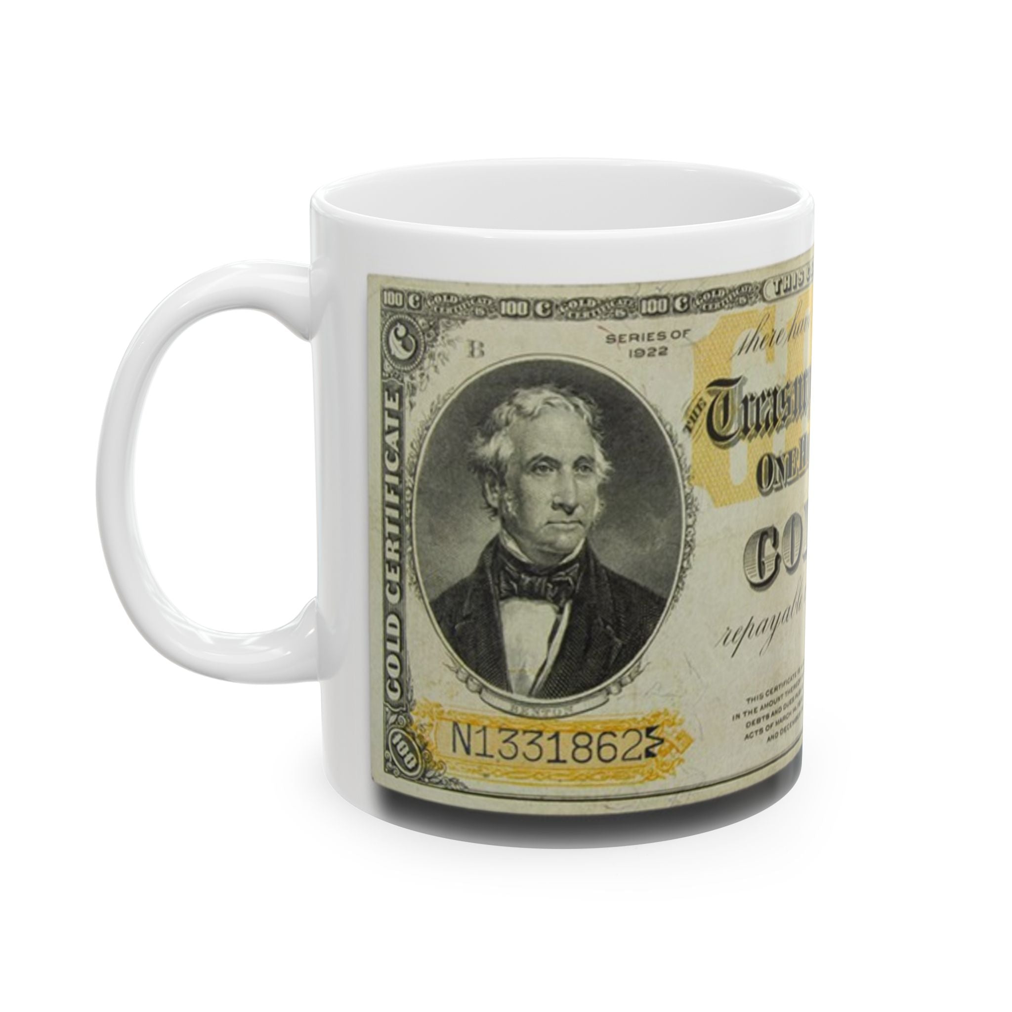 Gold Coin Vintage 1922 Gold Certificate Ceramic Mug — Retro Banknote Coffee Cup (11oz/15oz)