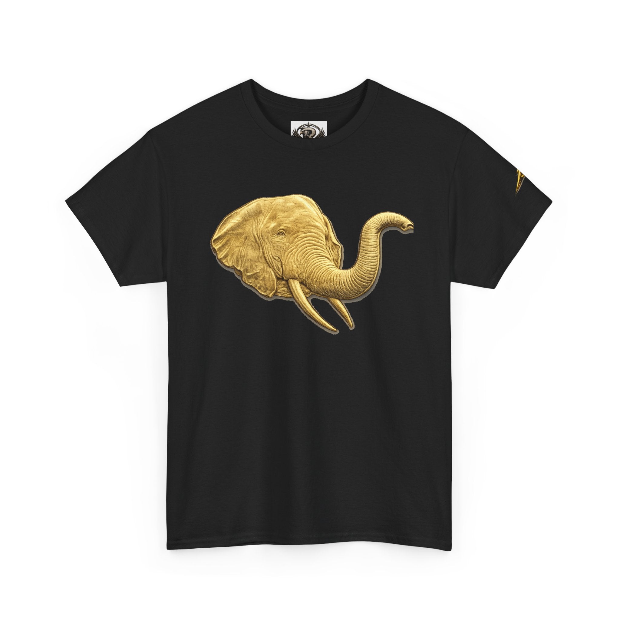 Gold Elephant Head Tee — Vintage Animal Graphic T-Shirt