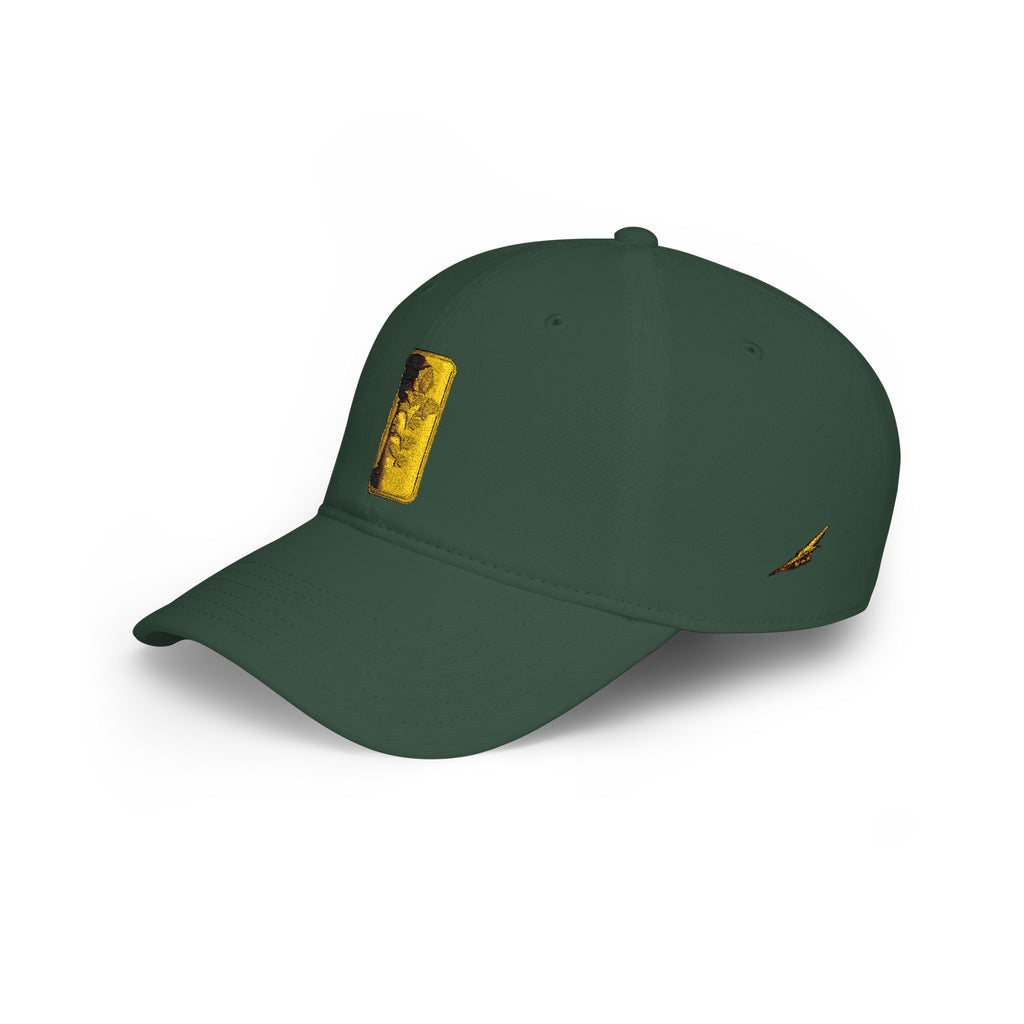 Low Profile Cap with Gold Embroidered Rosa Patch