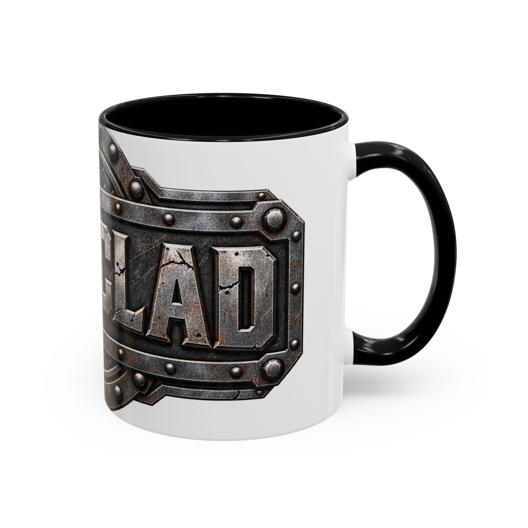 Metal Shield Coffee Mug — 'Iron Clad' Rustic Industrial Accent Mug